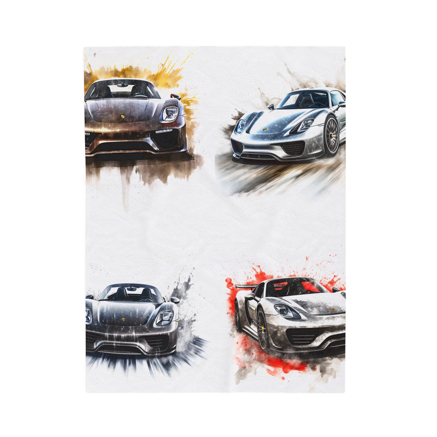 Velveteen Plush Blanket 918 Spyder white background driving fast with water splashing 5