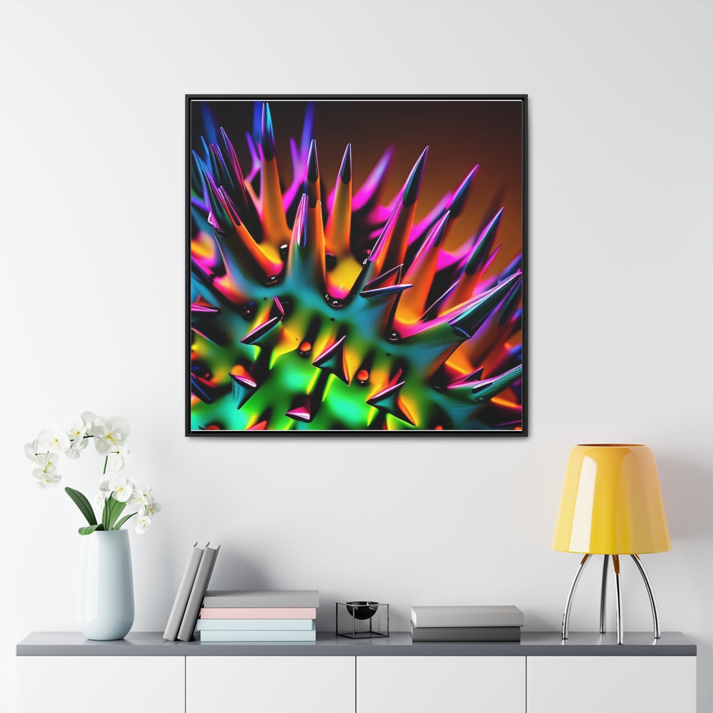 Gallery Canvas Wraps, Square Frame Macro Neon Spike 3