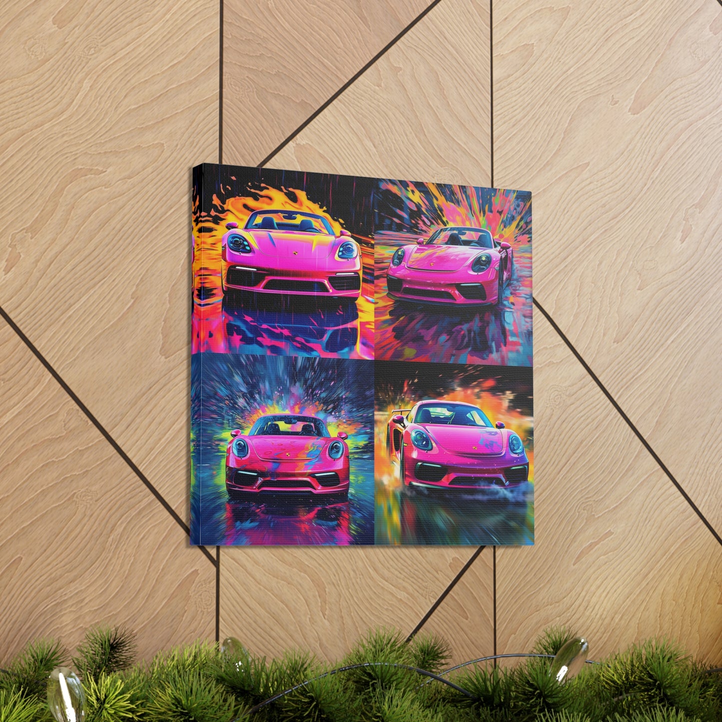 Canvas Gallery Wraps Pink Porsche water fusion 4 pack