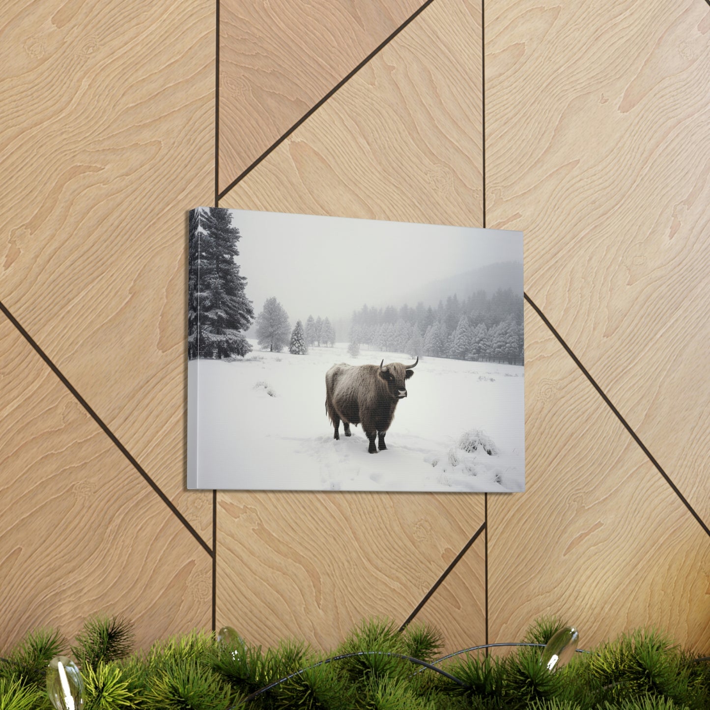 Canvas Gallery Wraps Cow Snow 4