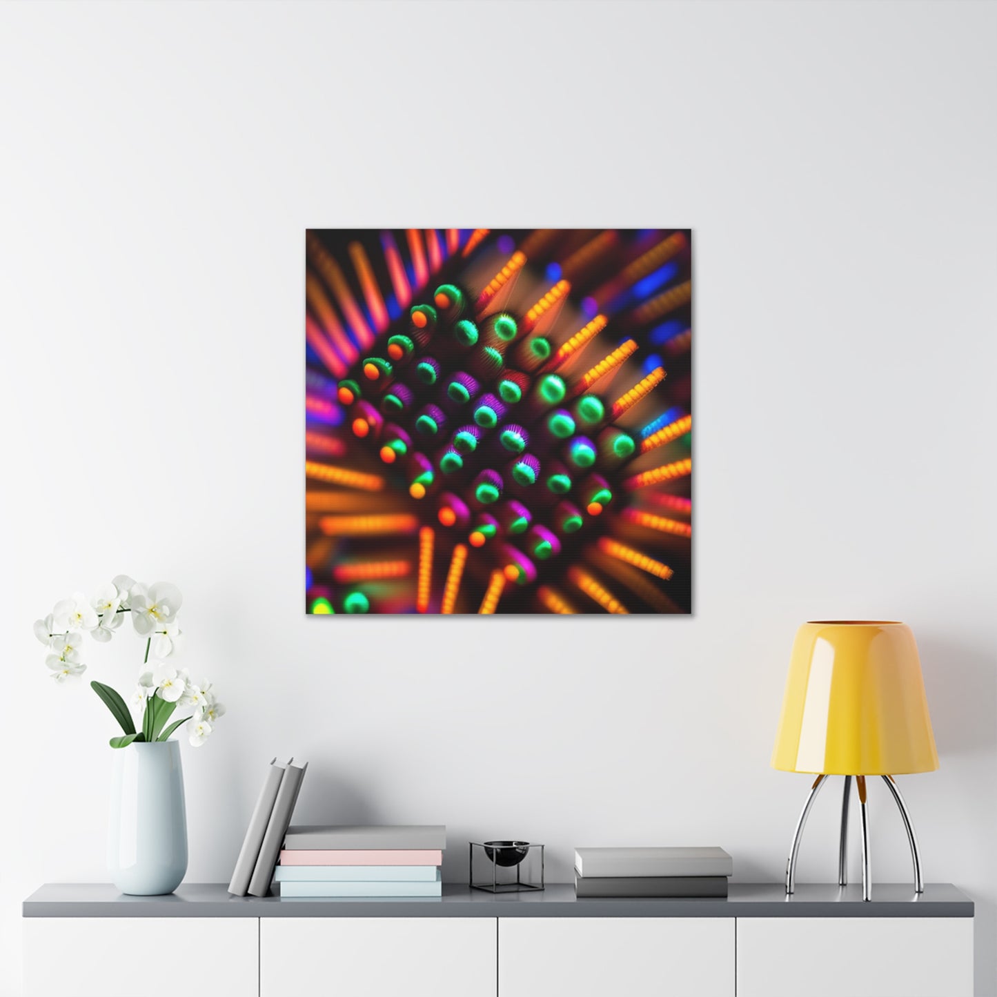 Canvas Gallery WrapsMacro Cactus neon square 3