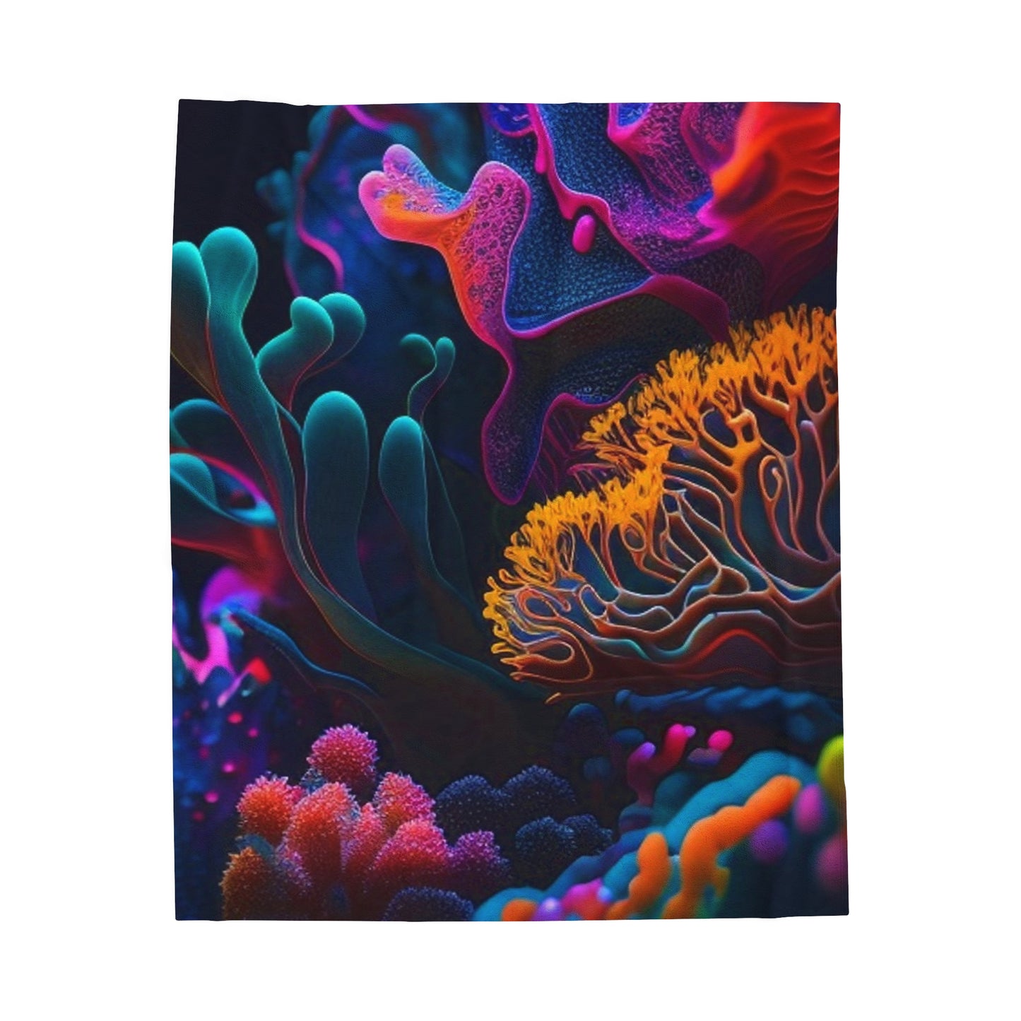 Velveteen Plush Blanket Macro Coral Reef 2