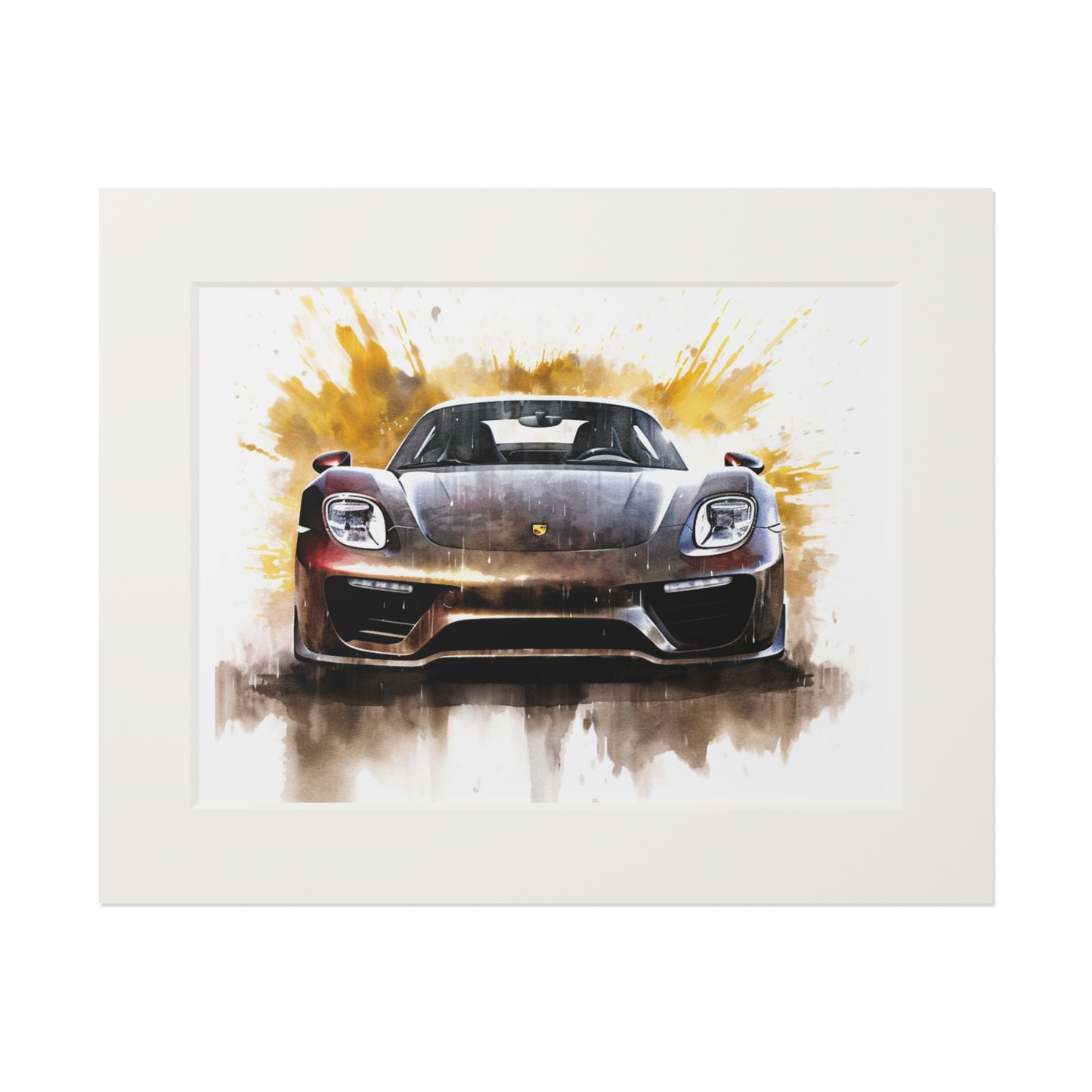 Fine Art Prints (Passepartout Paper Frame) 918 Spyder white background driving fast with water splashing 1