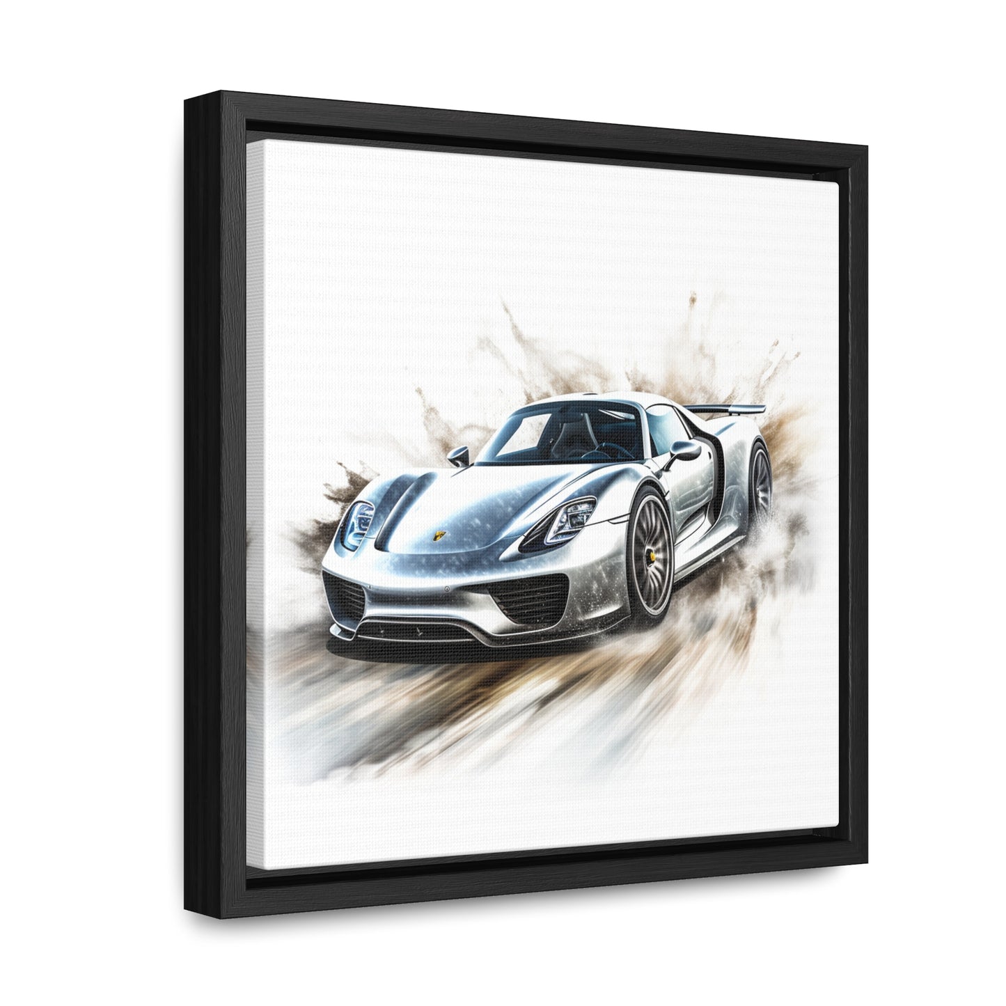 Gallery Canvas Wraps, Square Frame 918 Spyder white background driving fast with water splashing 2