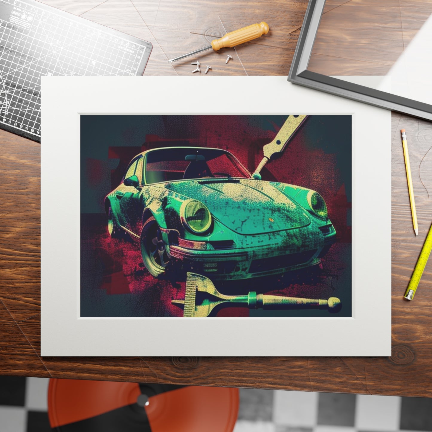 Fine Art Prints (Passepartout Paper Frame) Porsche Abstract 4