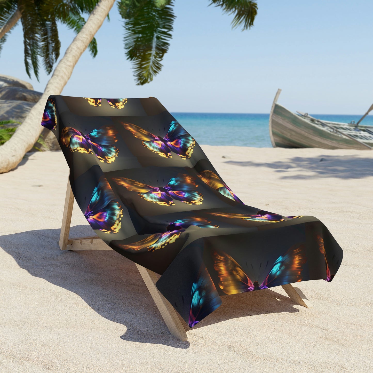 Beach Towel Colorful Butterfly Fluttering 1