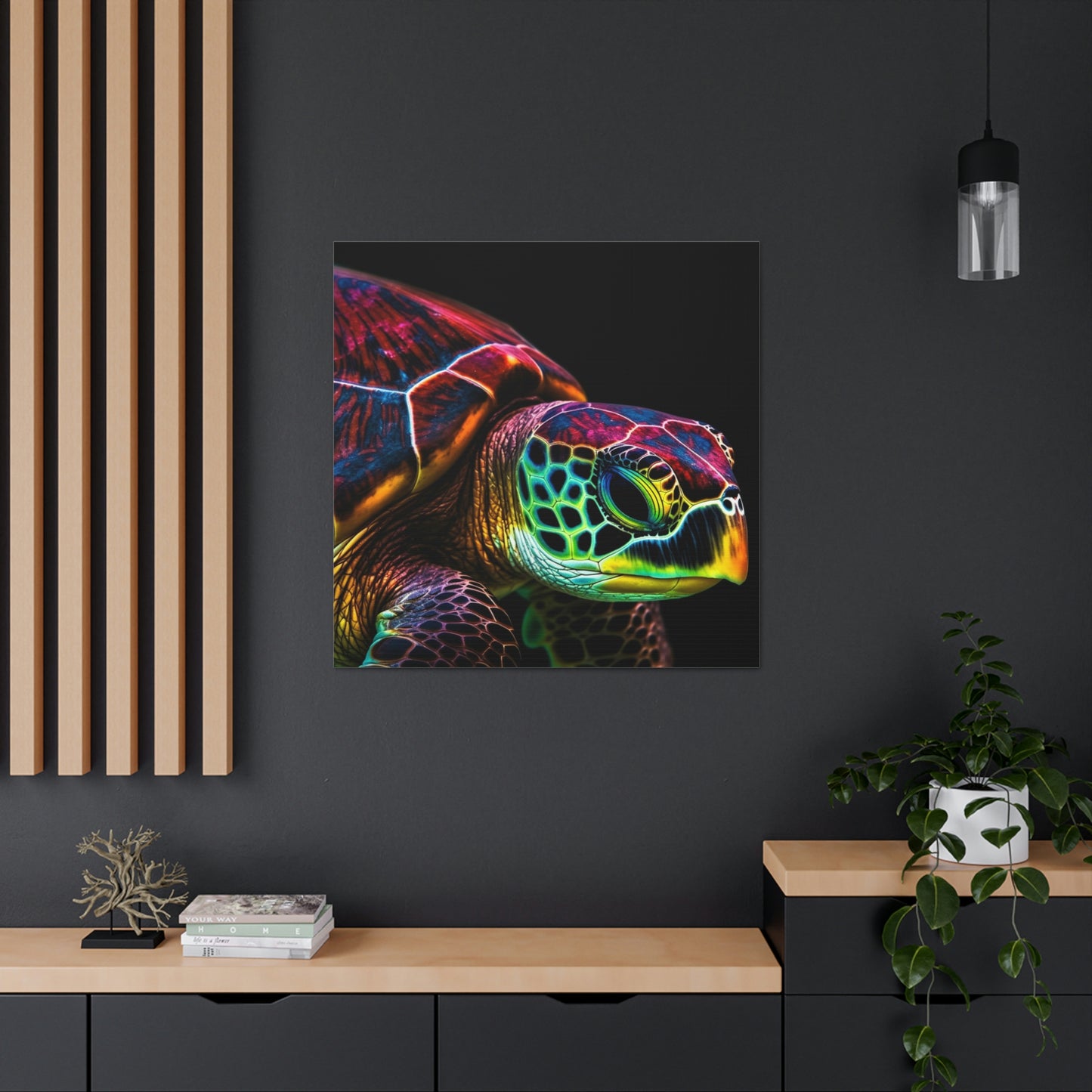 Canvas Gallery Wraps Neon Sea Turtle 3