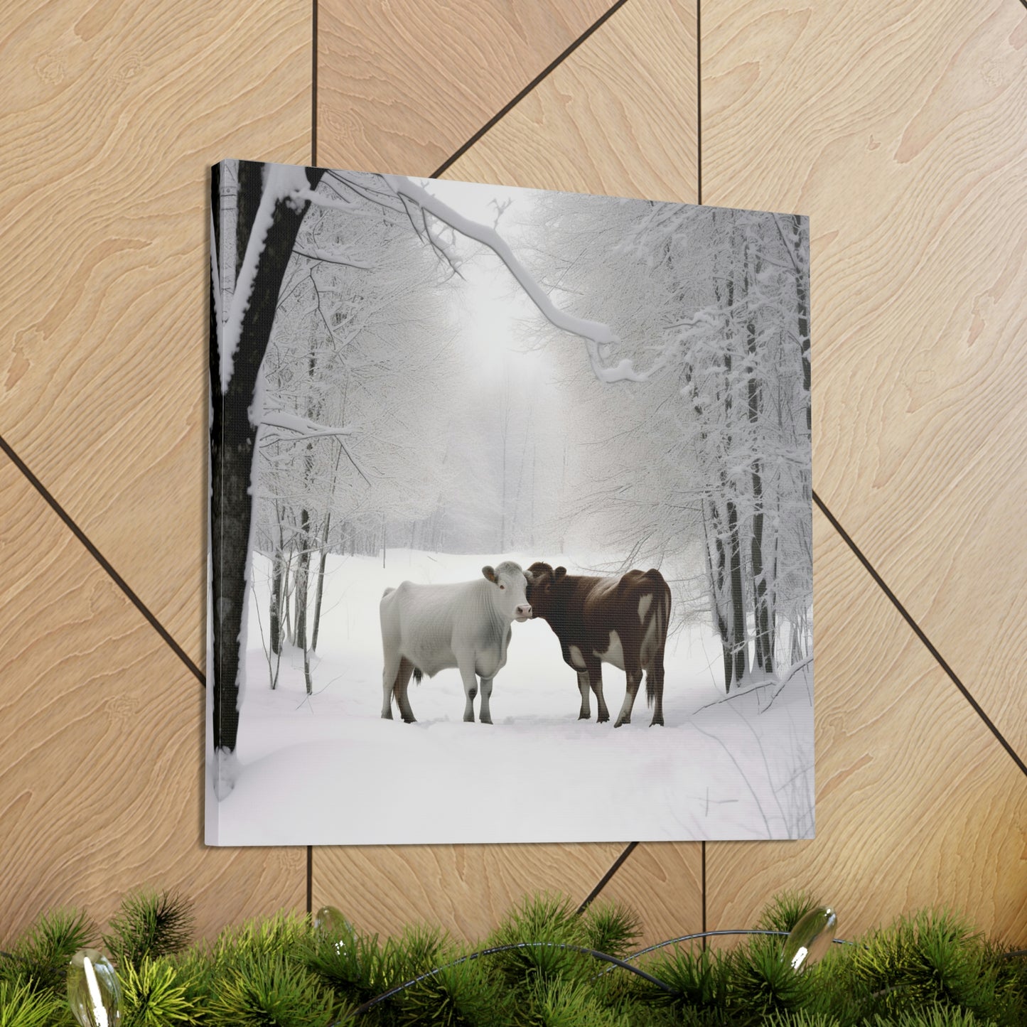 Canvas Gallery Wraps Long Haired Cow snow 4