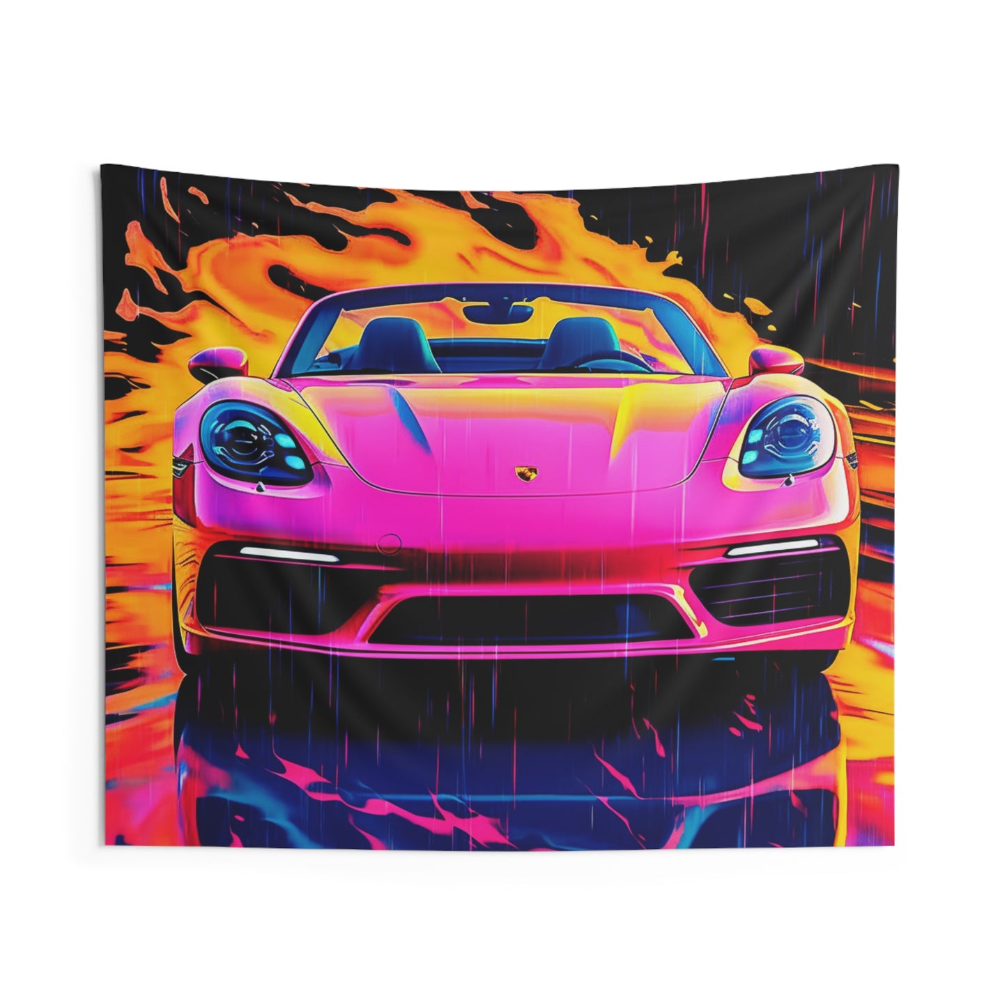 Indoor Wall Tapestries Pink Porsche water fusion 1