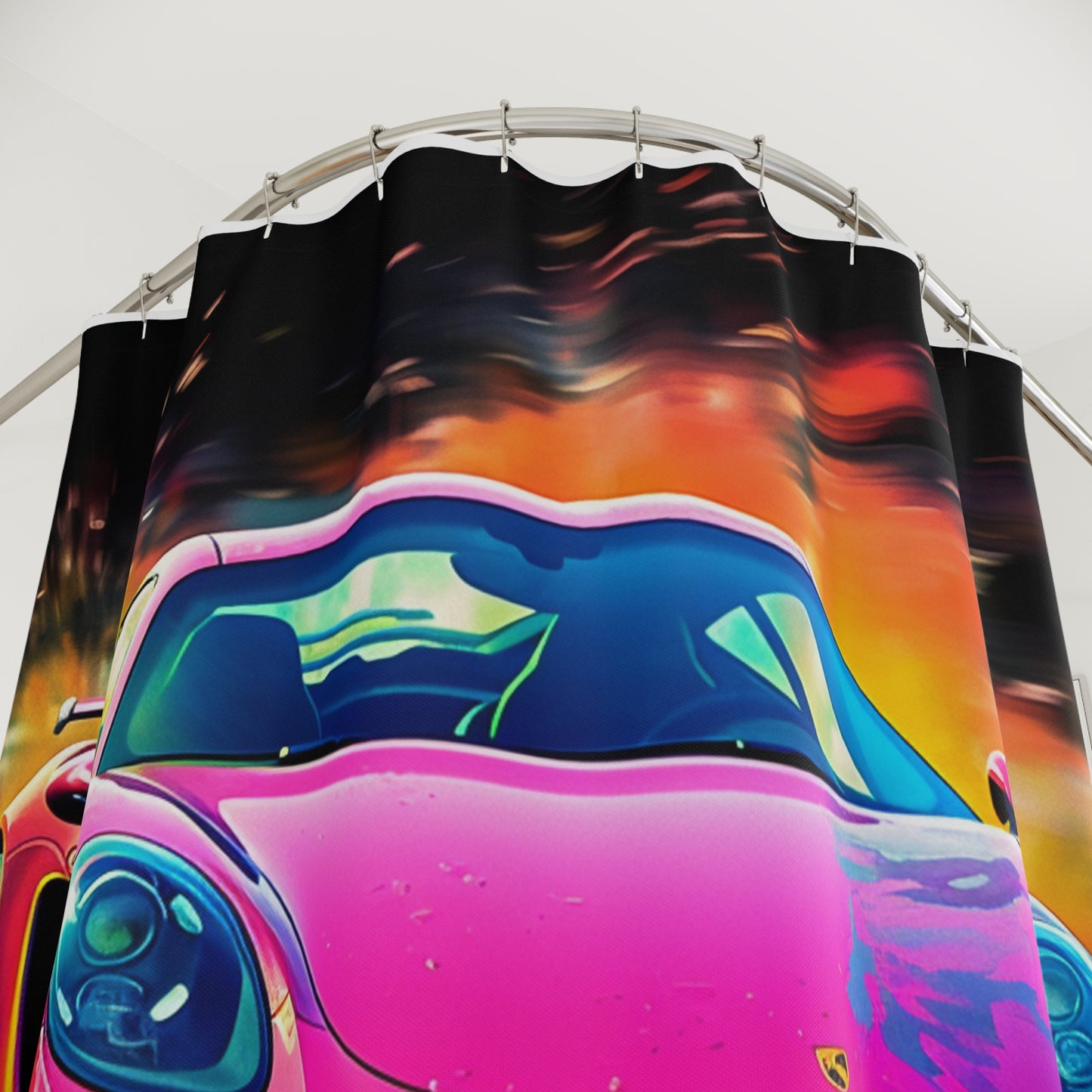 Polyester Shower Curtain Pink Porsche water fusion 4