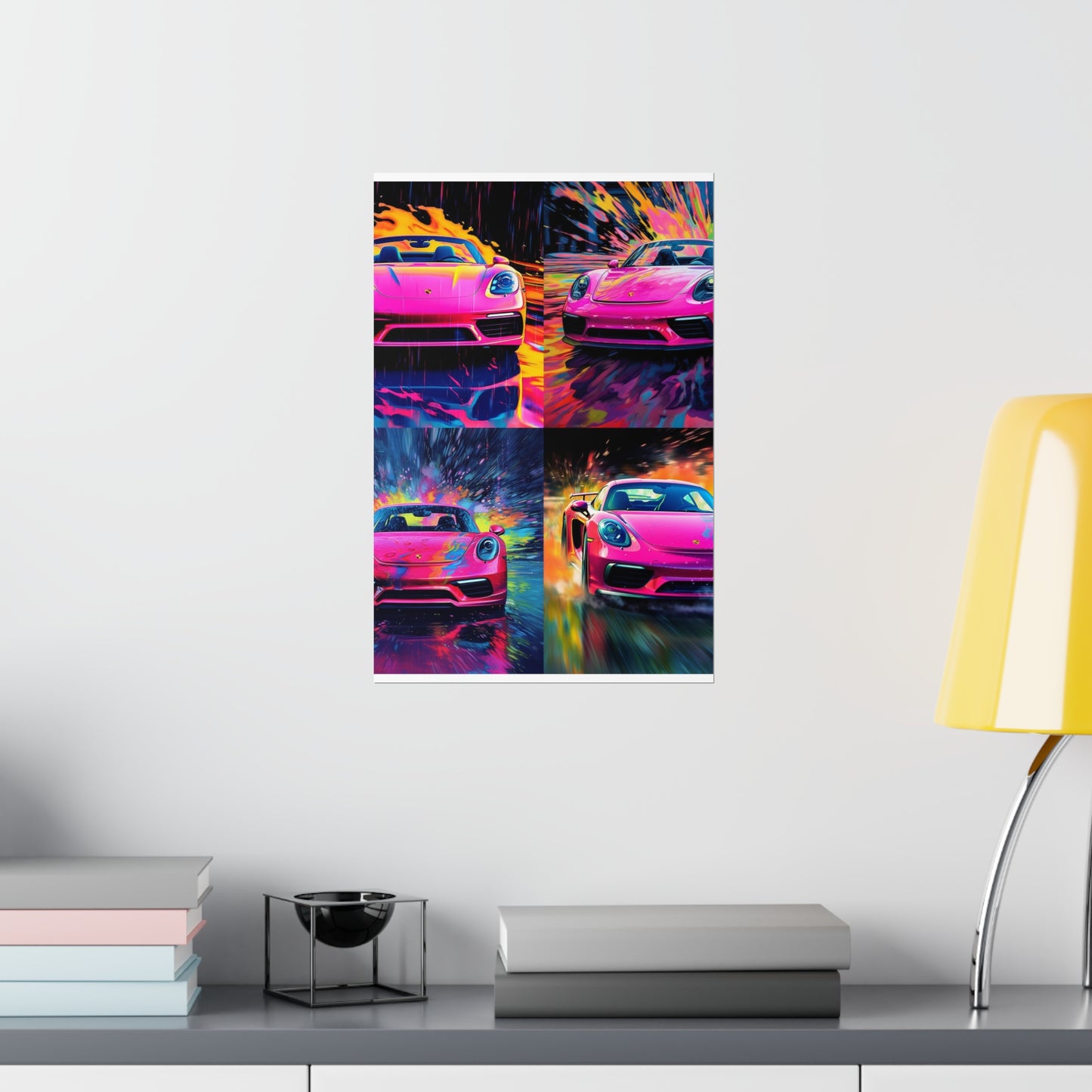 Premium Matte Vertical Posters Pink Porsche water fusion 5