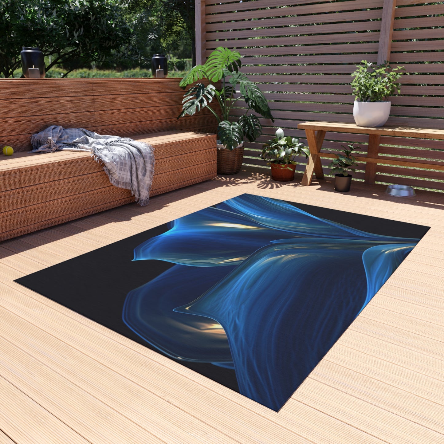 Outdoor Rug  Abstract Blue Tulip 1