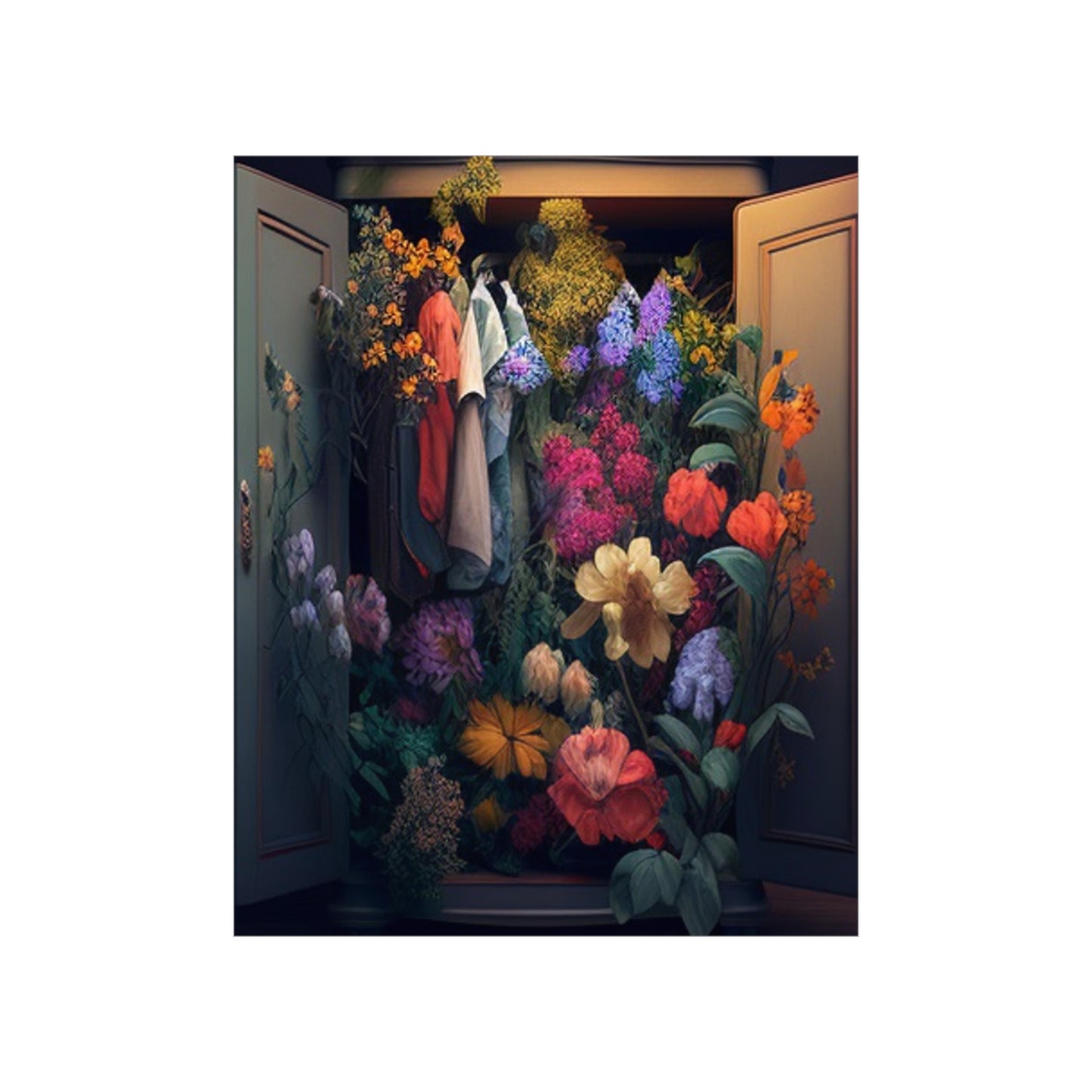 Premium Matte Vertical Posters A Wardrobe Surrounded by Flowers 4