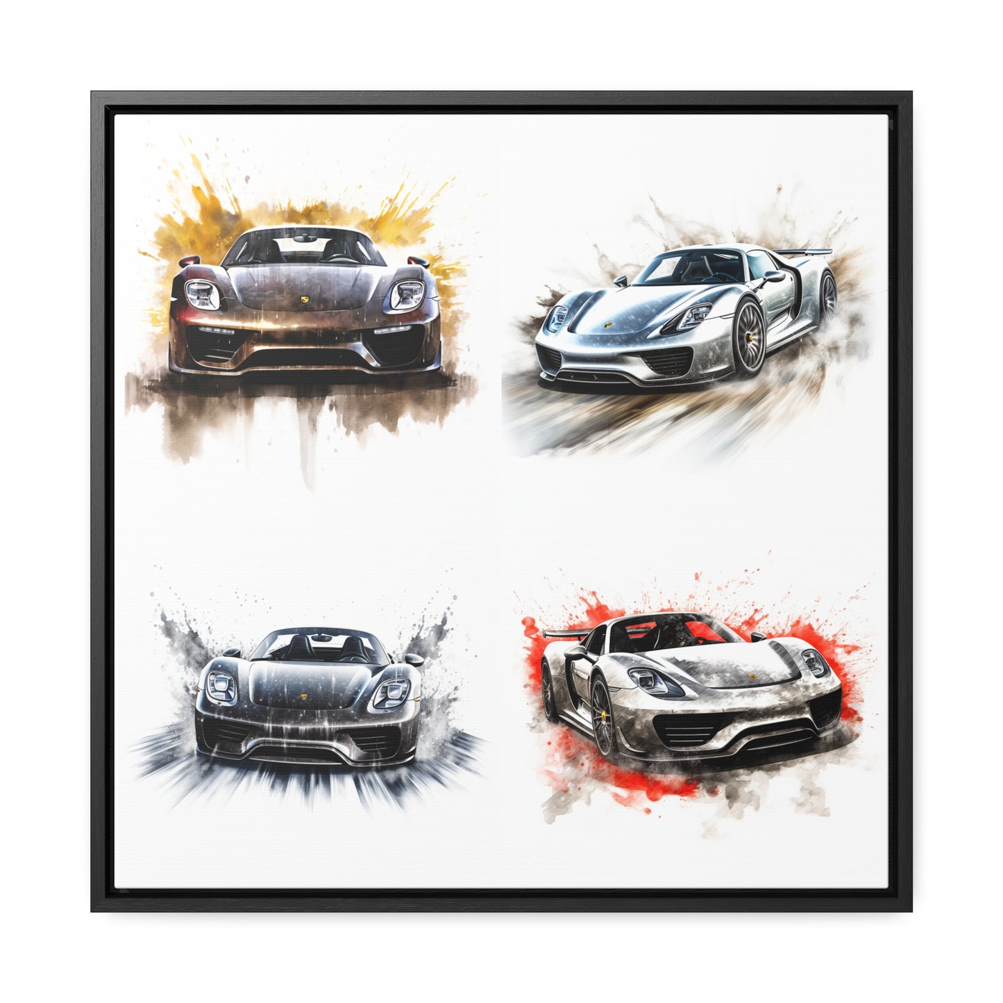 Gallery Canvas Wraps, Square Frame 918 Spyder white background driving fast with water splashing 5