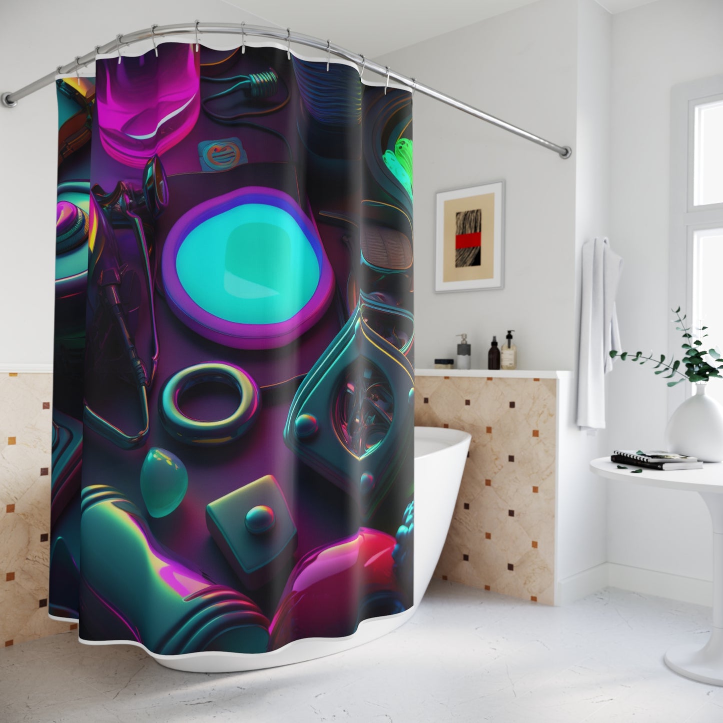 Polyester Shower Curtain Neon Glow 4