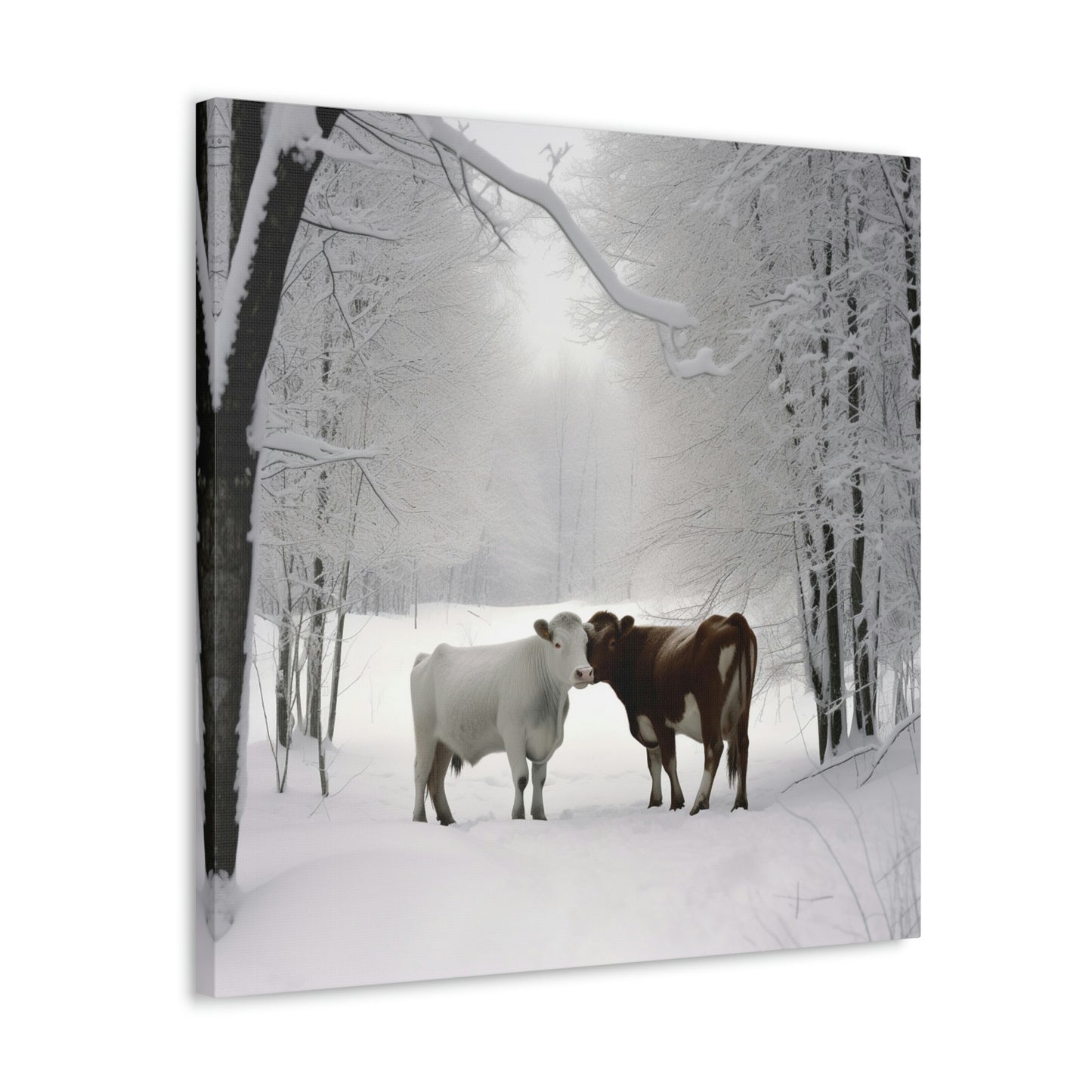 Canvas Gallery Wraps Long Haired Cow snow 4