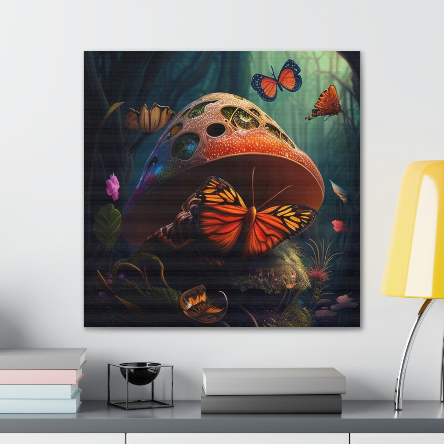 Abstract colorful butterfly mushroom