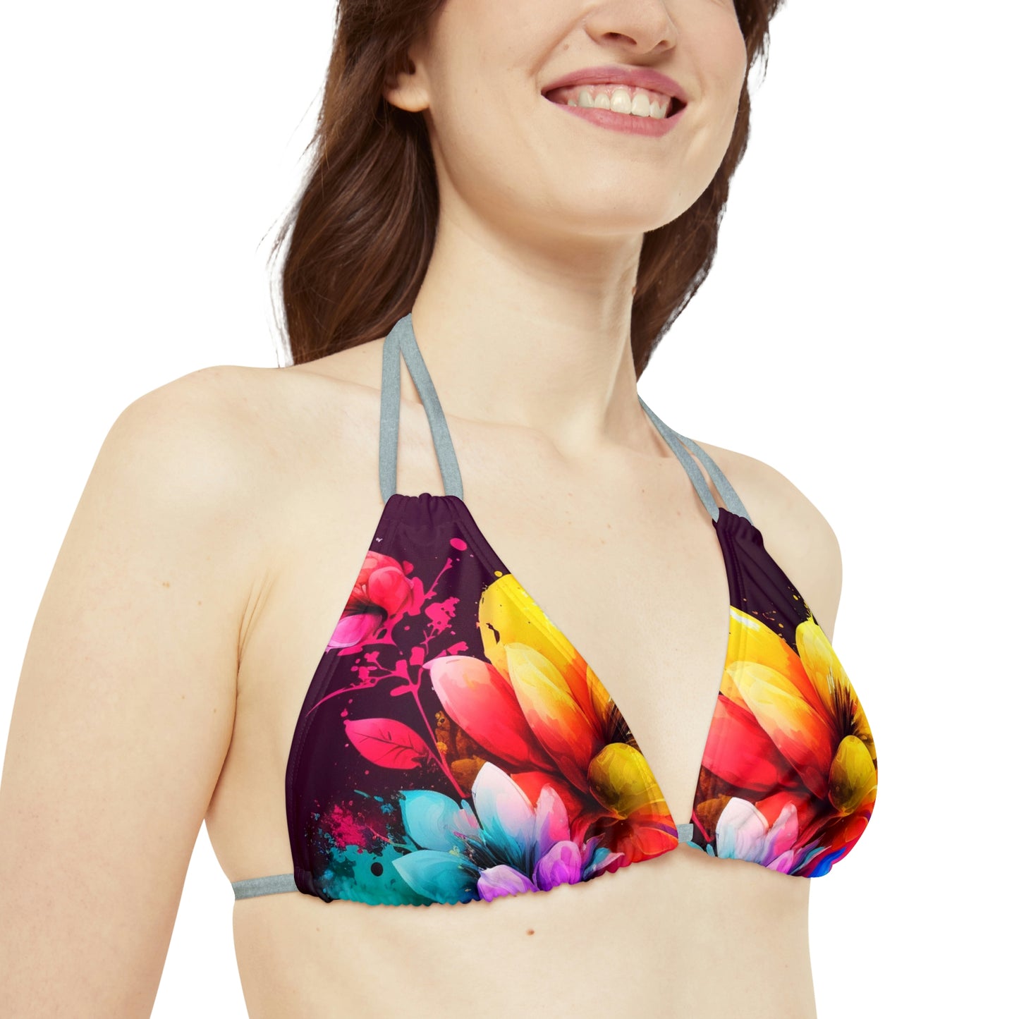 Strappy Bikini Set (AOP) Bright Spring Flowers 3