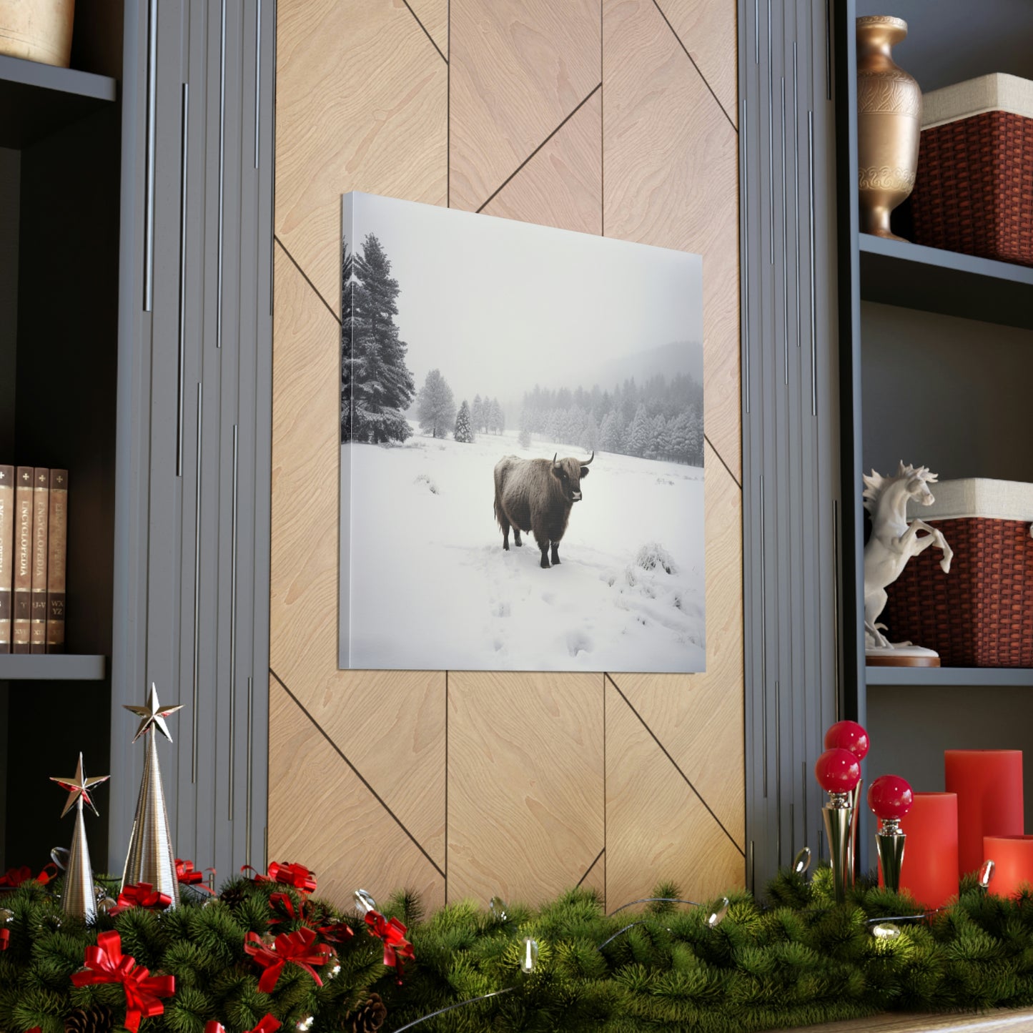 Canvas Gallery Wraps Cow Snow 4