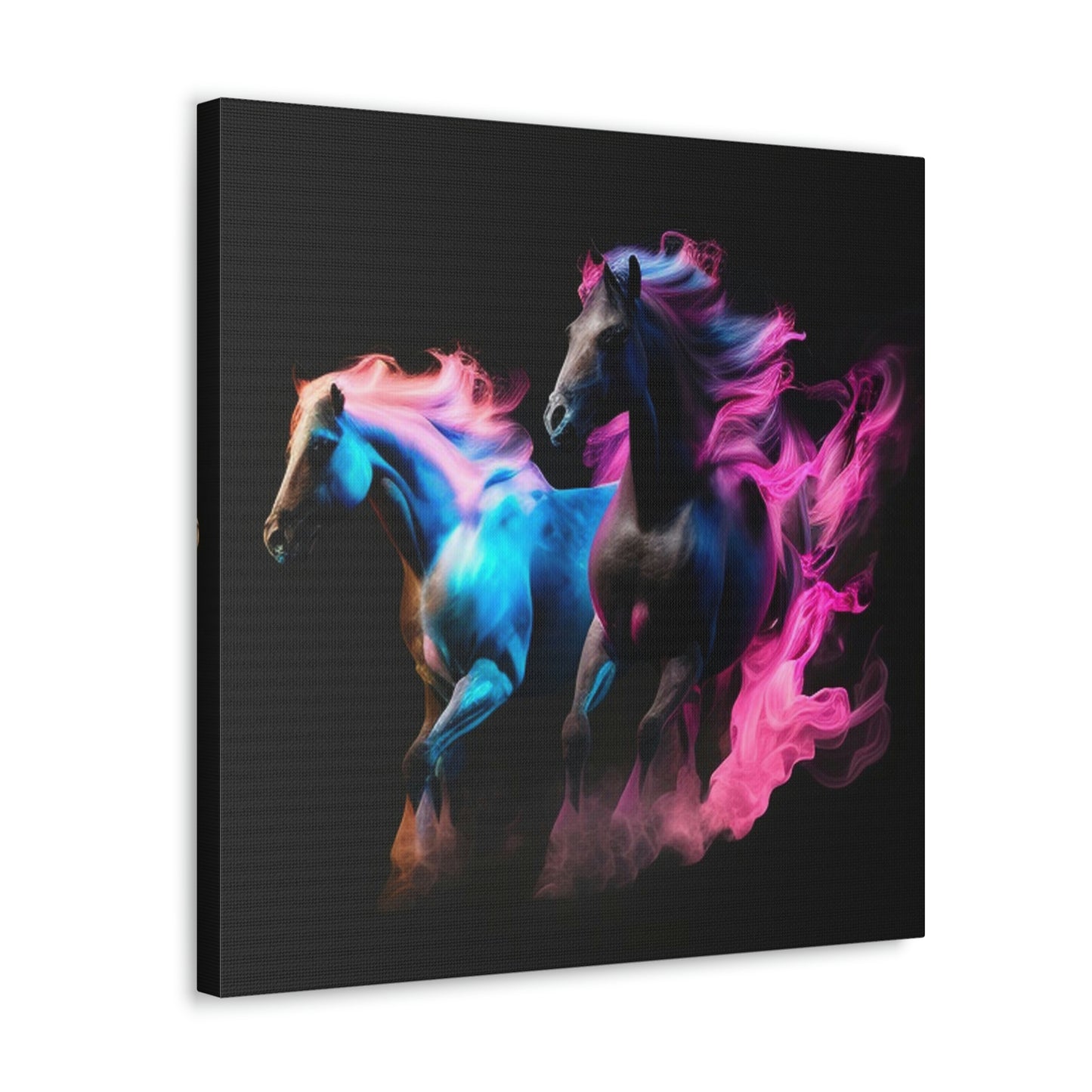 Canvas Gallery Wraps Horses Pink Blue Fire 3