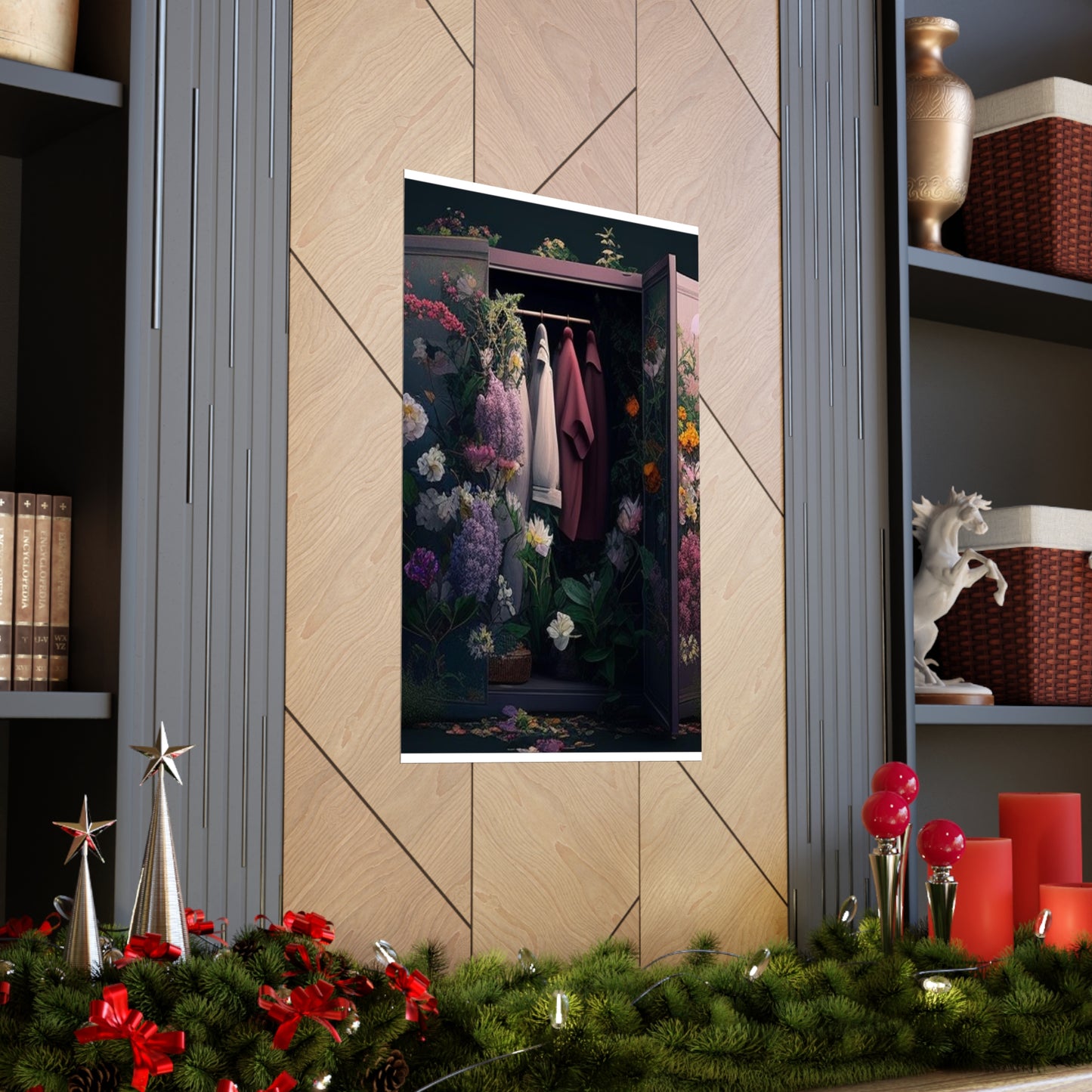 Premium Matte Vertical Posters A Wardrobe Surrounded by Flowers 2