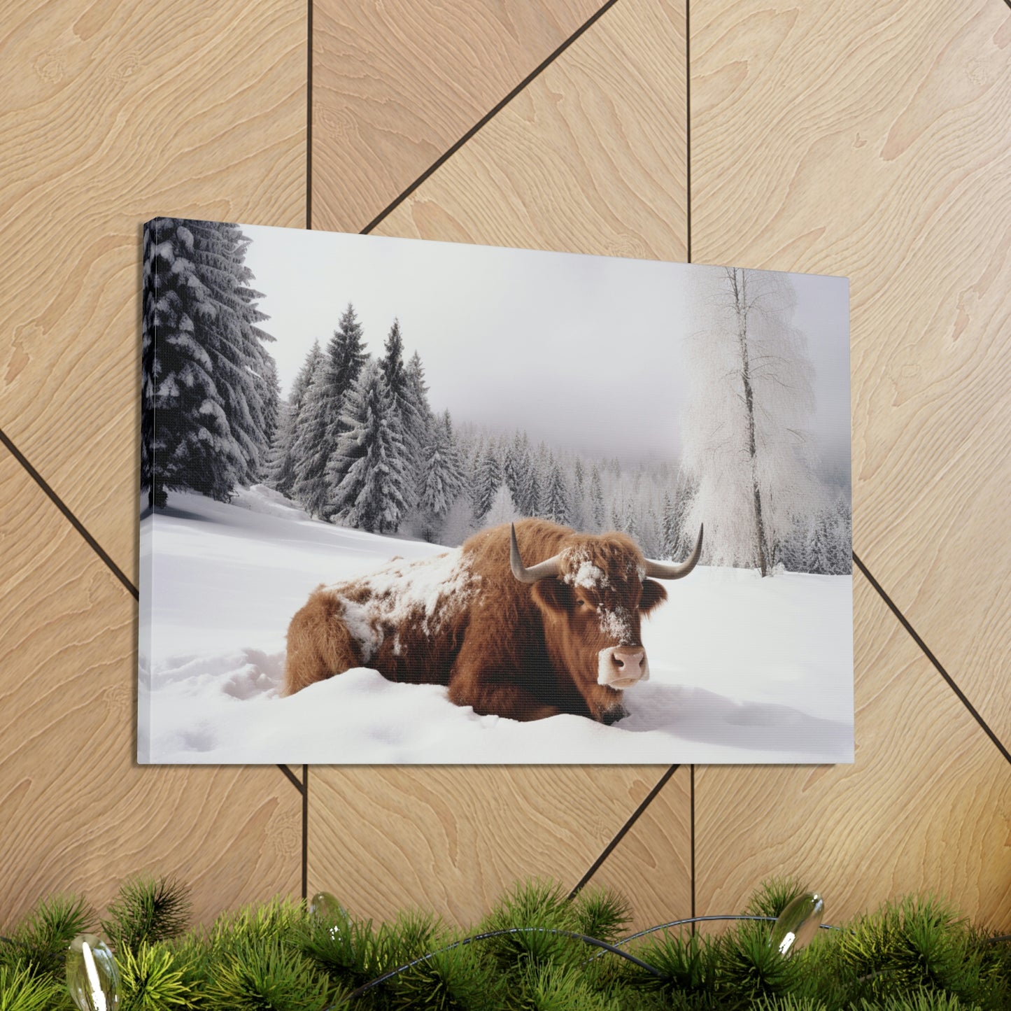 Canvas Gallery Wraps Cow Snow 2