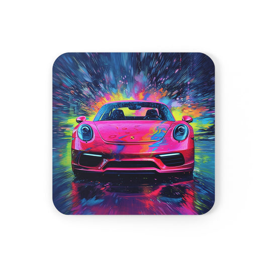 Cork Back Coaster Pink Porsche water fusion 3