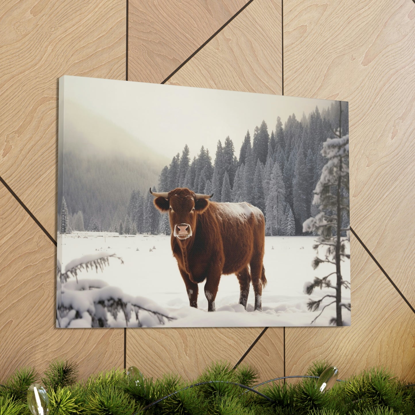 Canvas Gallery Wraps Cow Snow 3