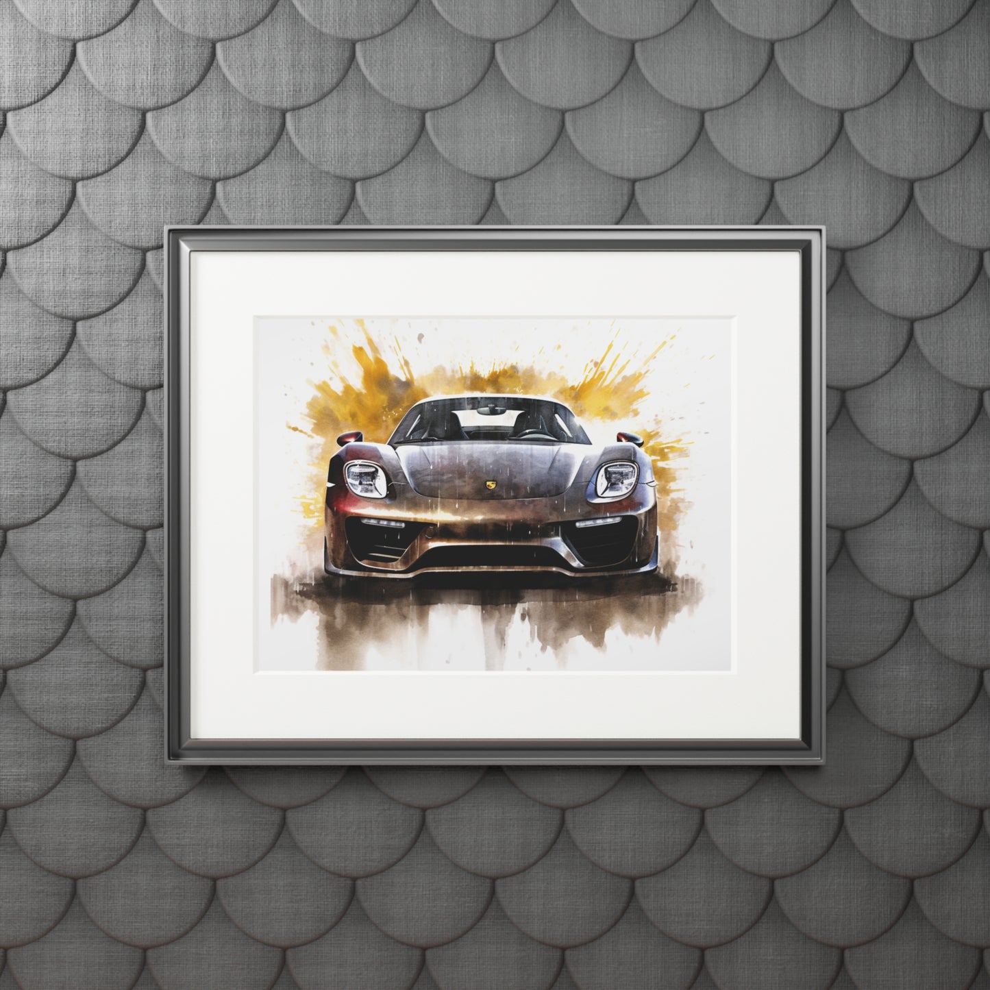 Fine Art Prints (Passepartout Paper Frame) 918 Spyder white background driving fast with water splashing 1