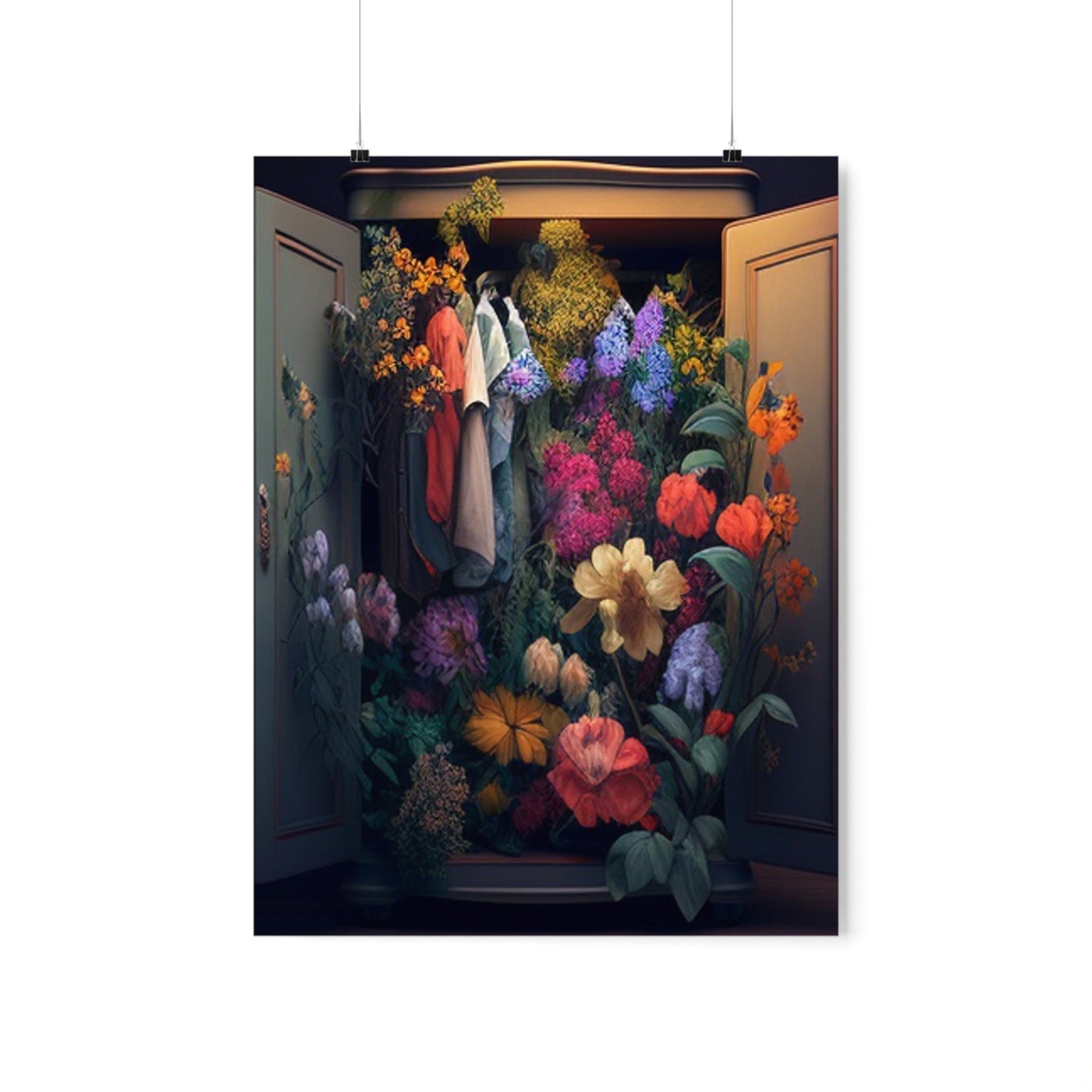 Premium Matte Vertical Posters A Wardrobe Surrounded by Flowers 4