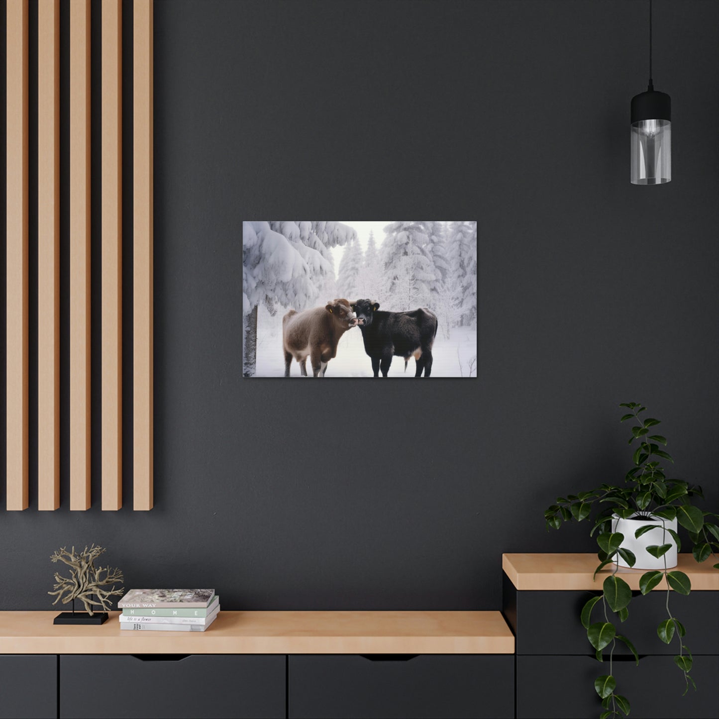 Canvas Gallery Wraps Long Haired Cow snow 3