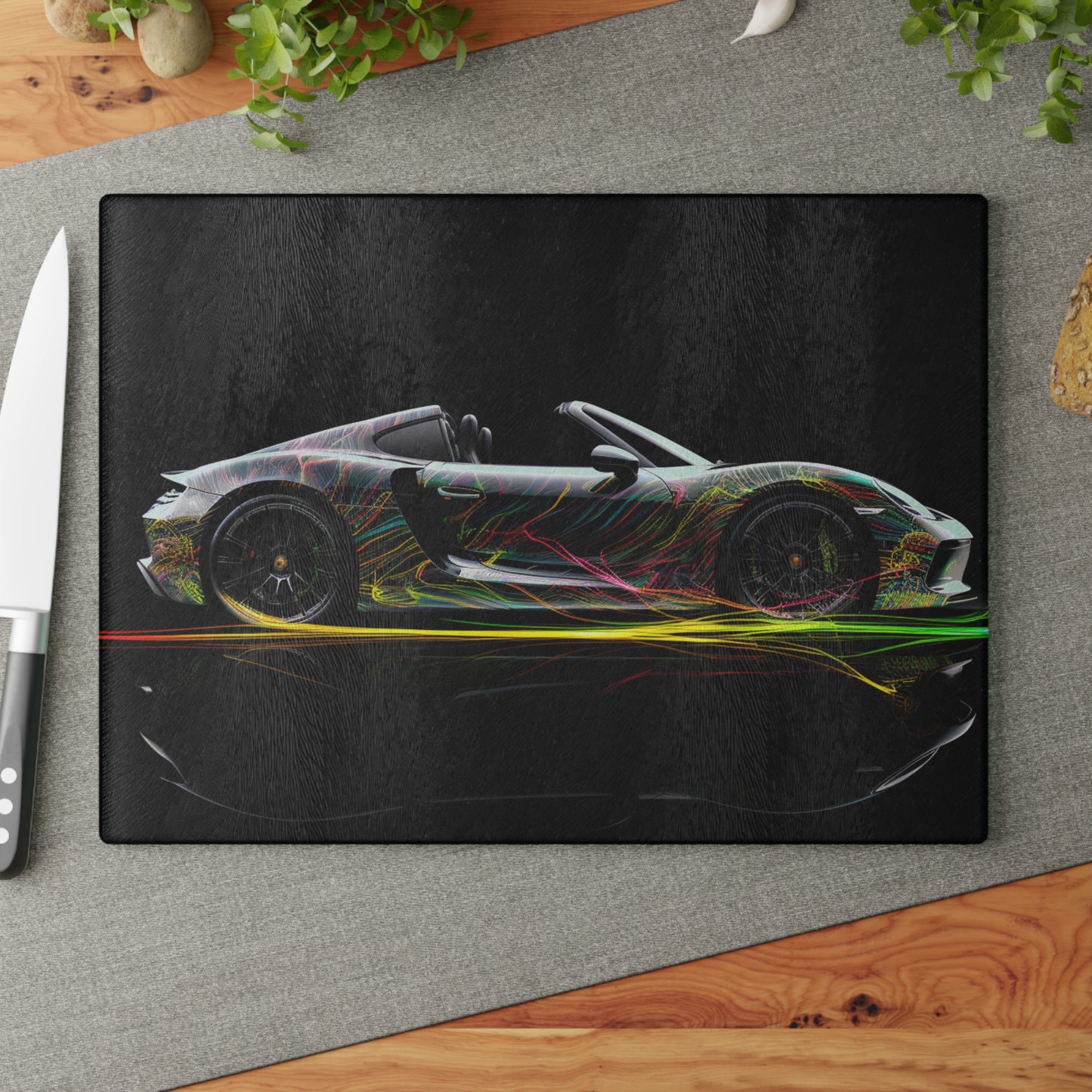 Glass Cutting Board Porsche Line 1