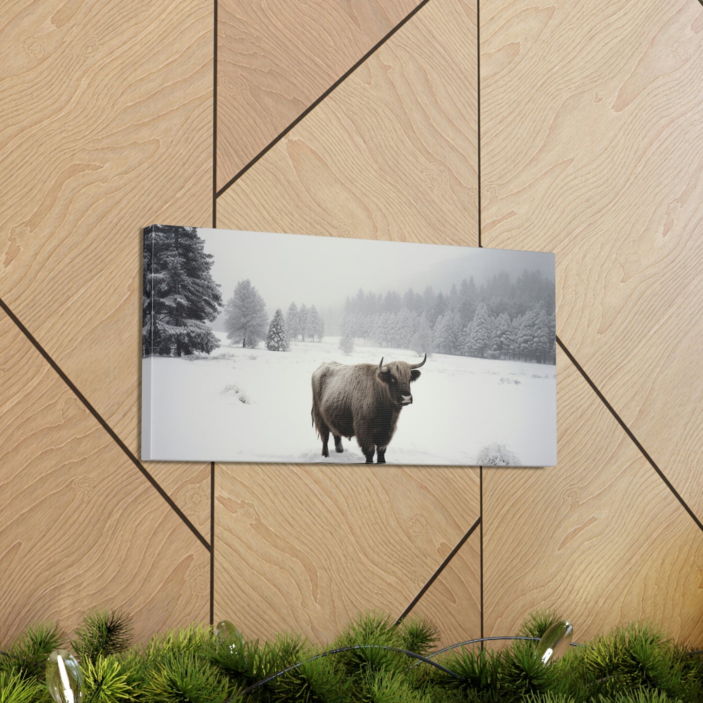 Canvas Gallery Wraps Cow Snow 4