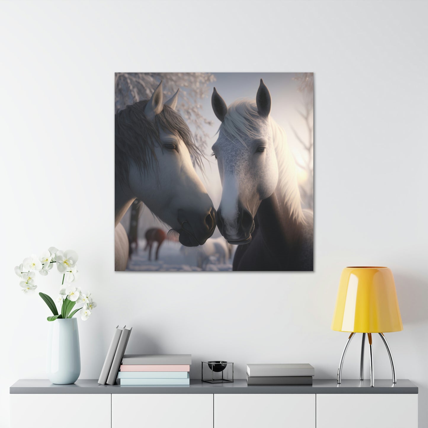 Canvas Gallery Wraps Snow Horse Love