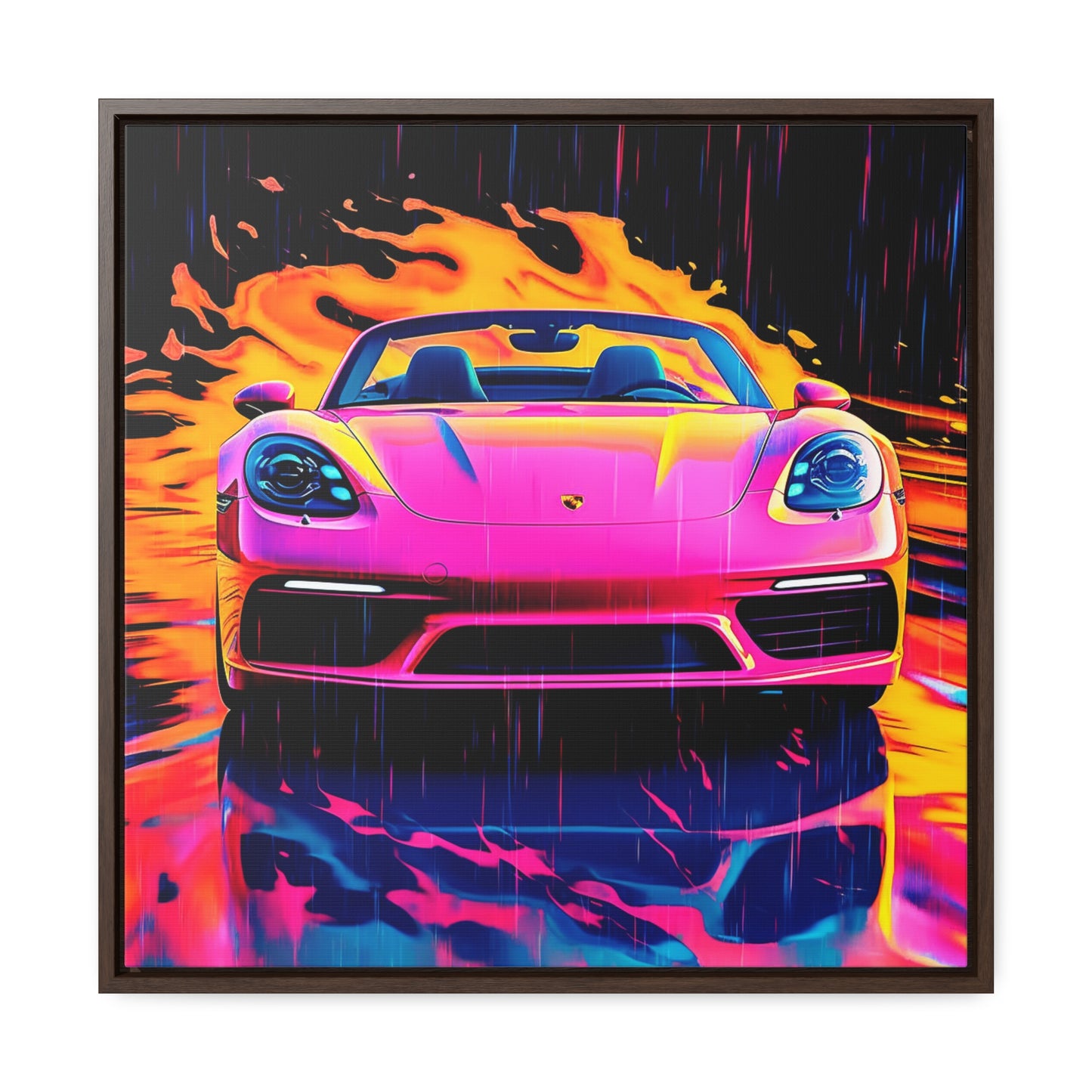Gallery Canvas Wraps, Square Frame Pink Porsche water fusion 1