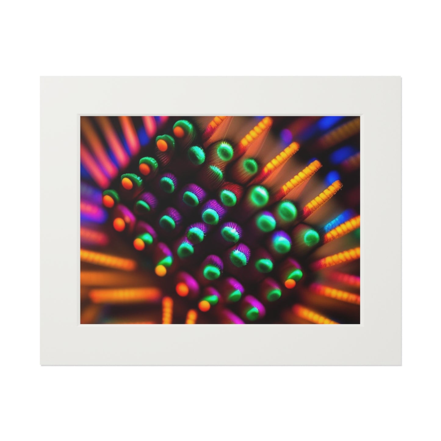 Fine Art Prints (Passepartout Paper Frame) Macro Cactus neon square 3