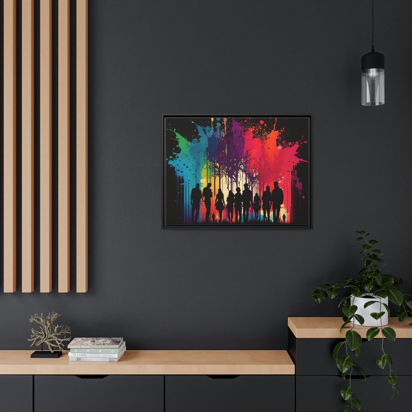 Matte Canvas, Black Frame Silhouettes Color Party 2