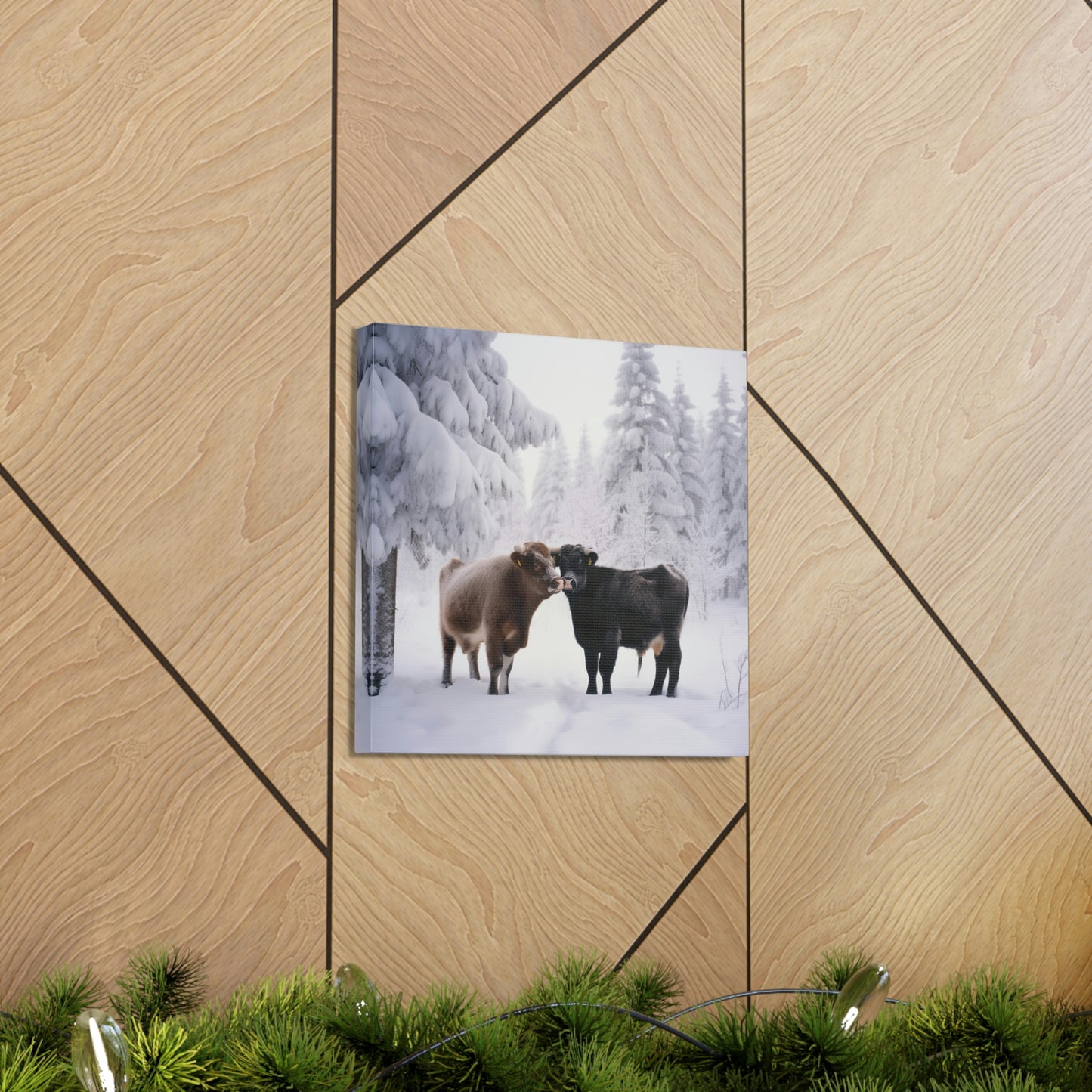 Canvas Gallery Wraps Long Haired Cow snow 3