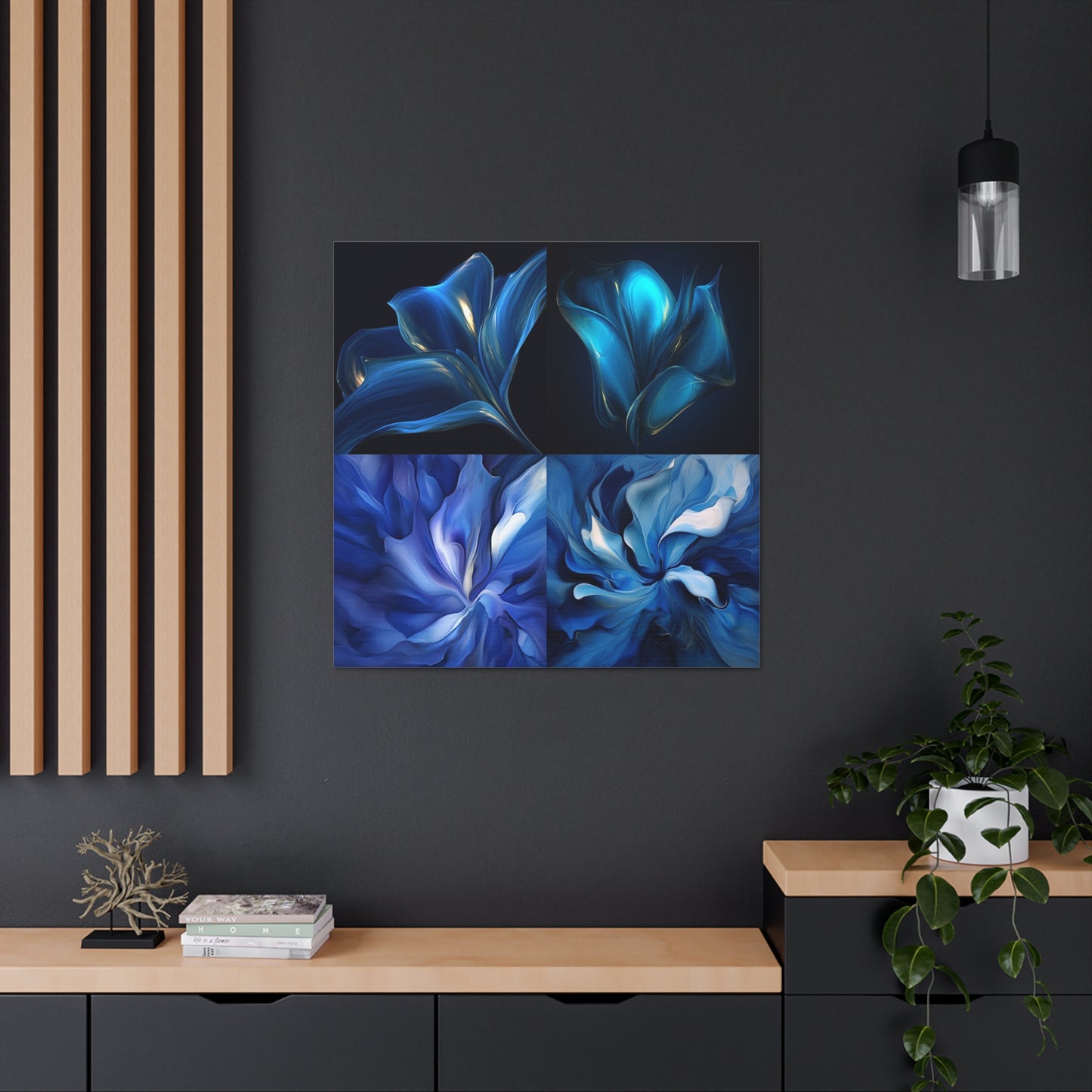 Canvas Gallery Wraps Abstract Blue Tulip 5