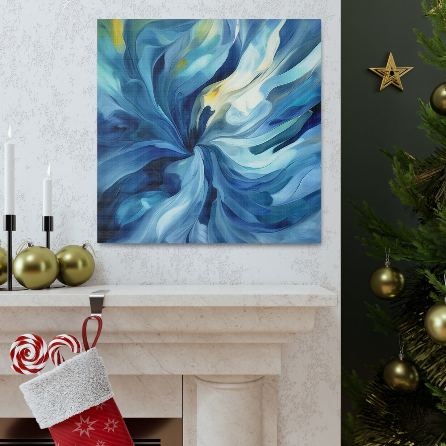 Canvas Gallery Wraps Blue Tluip Abstract 4