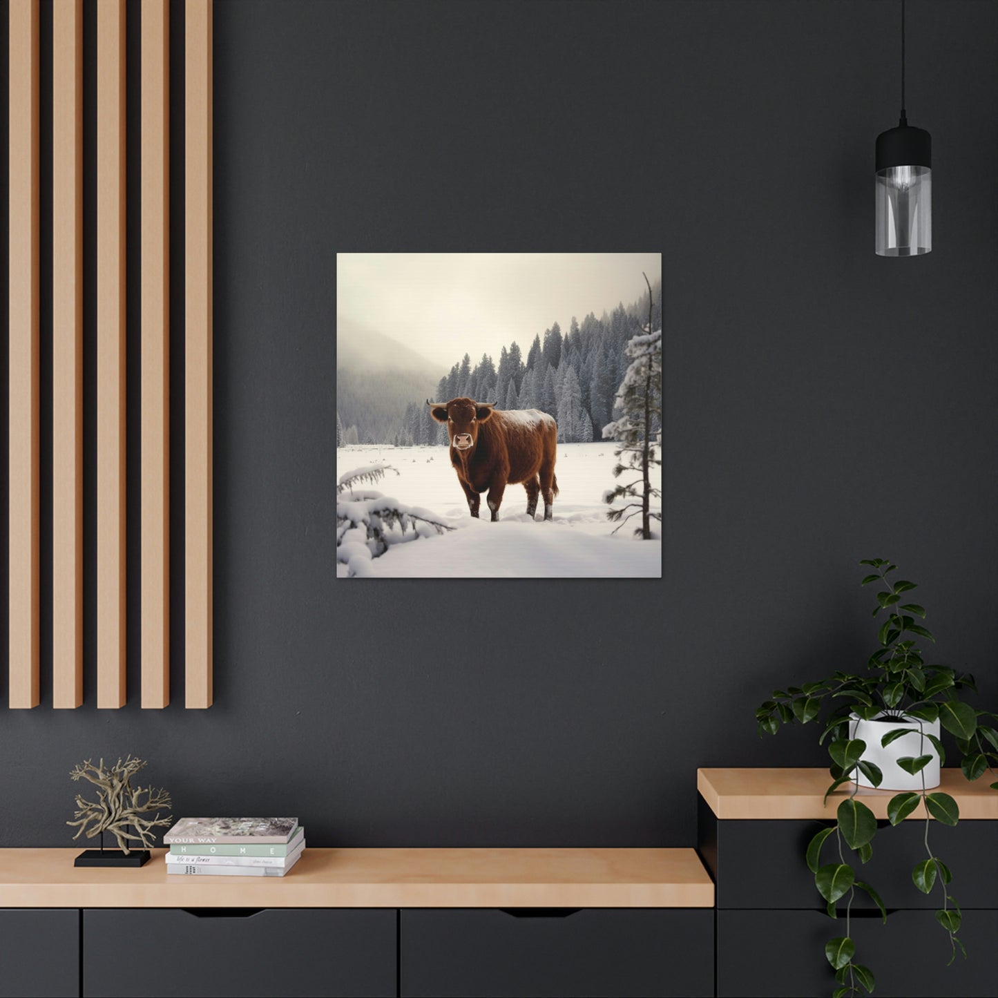 Canvas Gallery Wraps Cow Snow 3