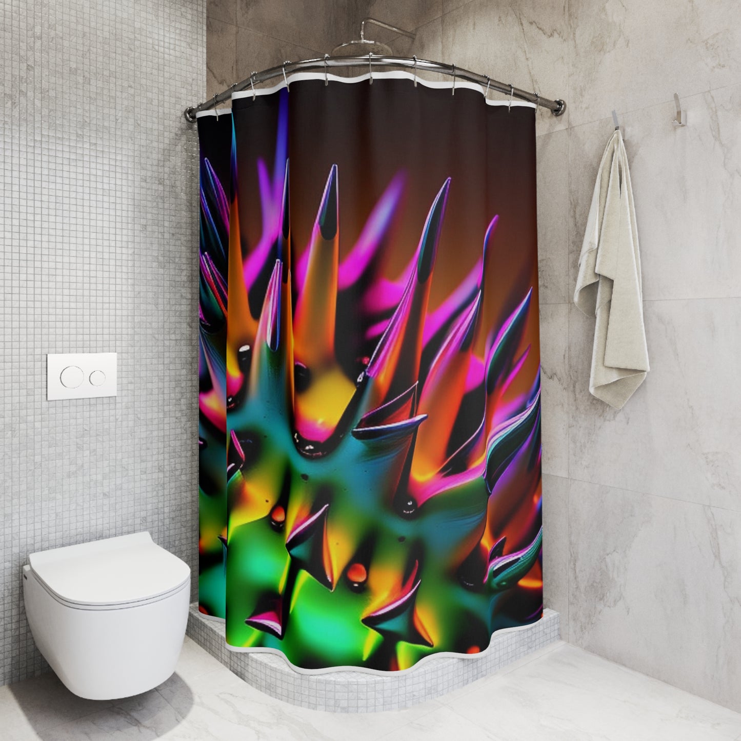 Polyester Shower Curtain Macro Neon Spike 3