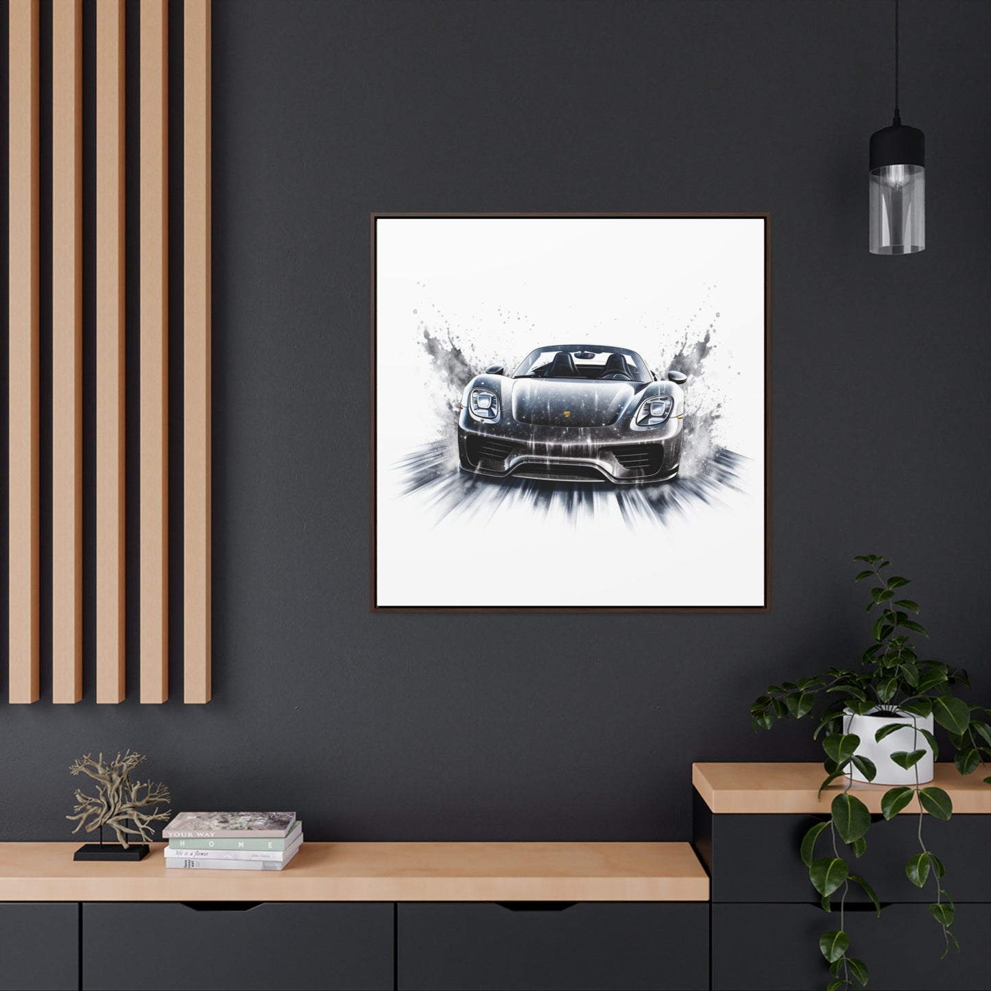 Gallery Canvas Wraps, Square Frame 918 Spyder white background driving fast with water splashing 3