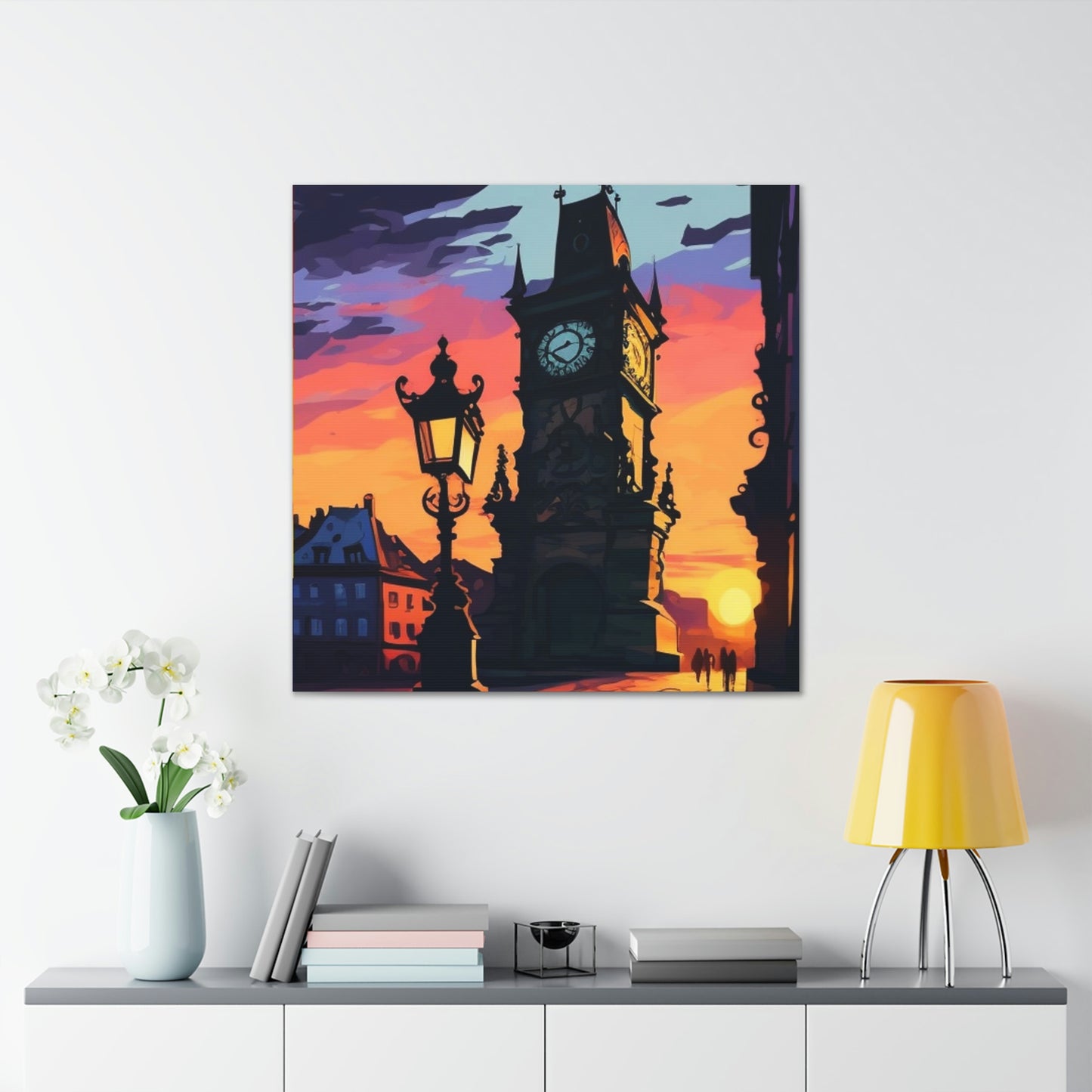 colorful clock tower abstract