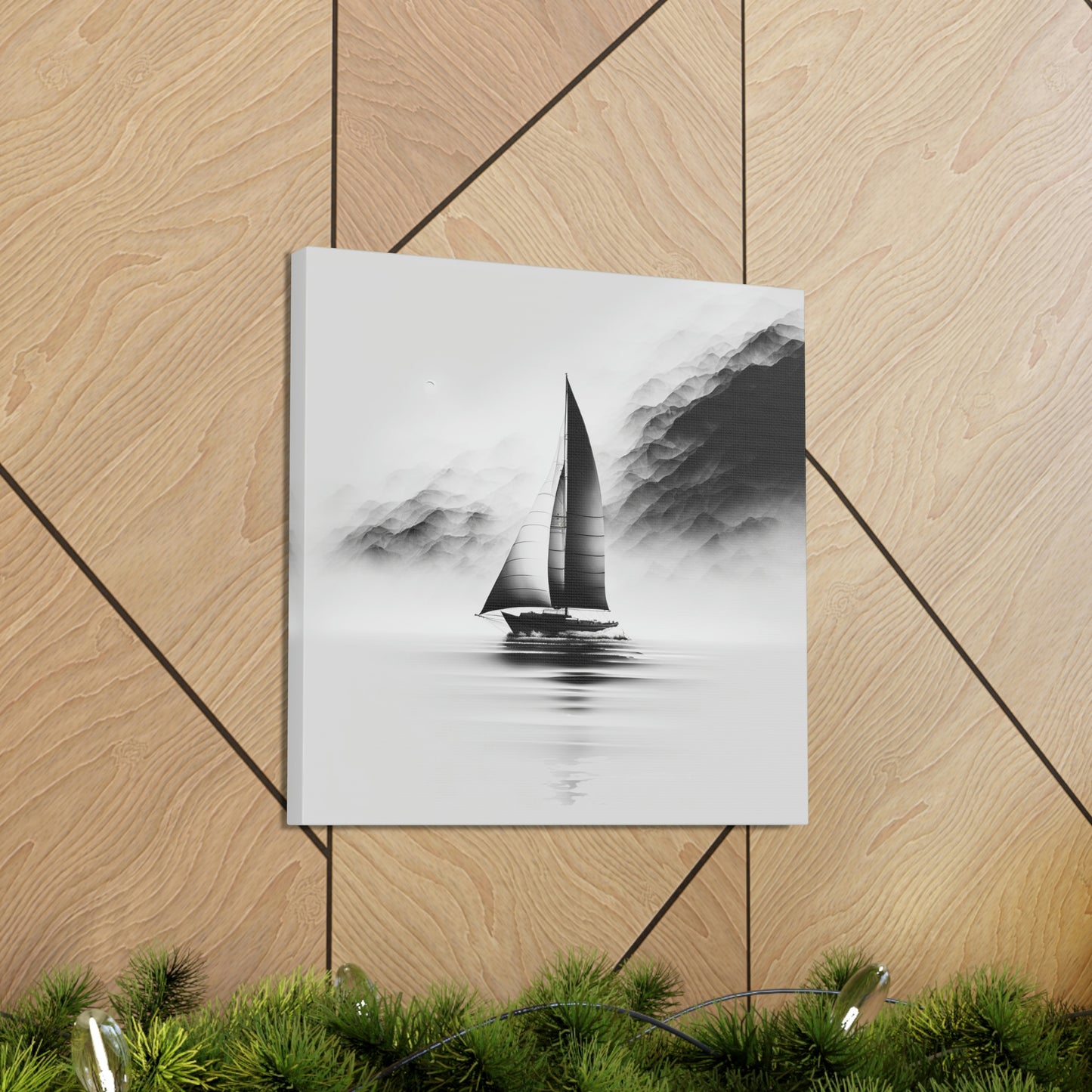 Black and white sailboat