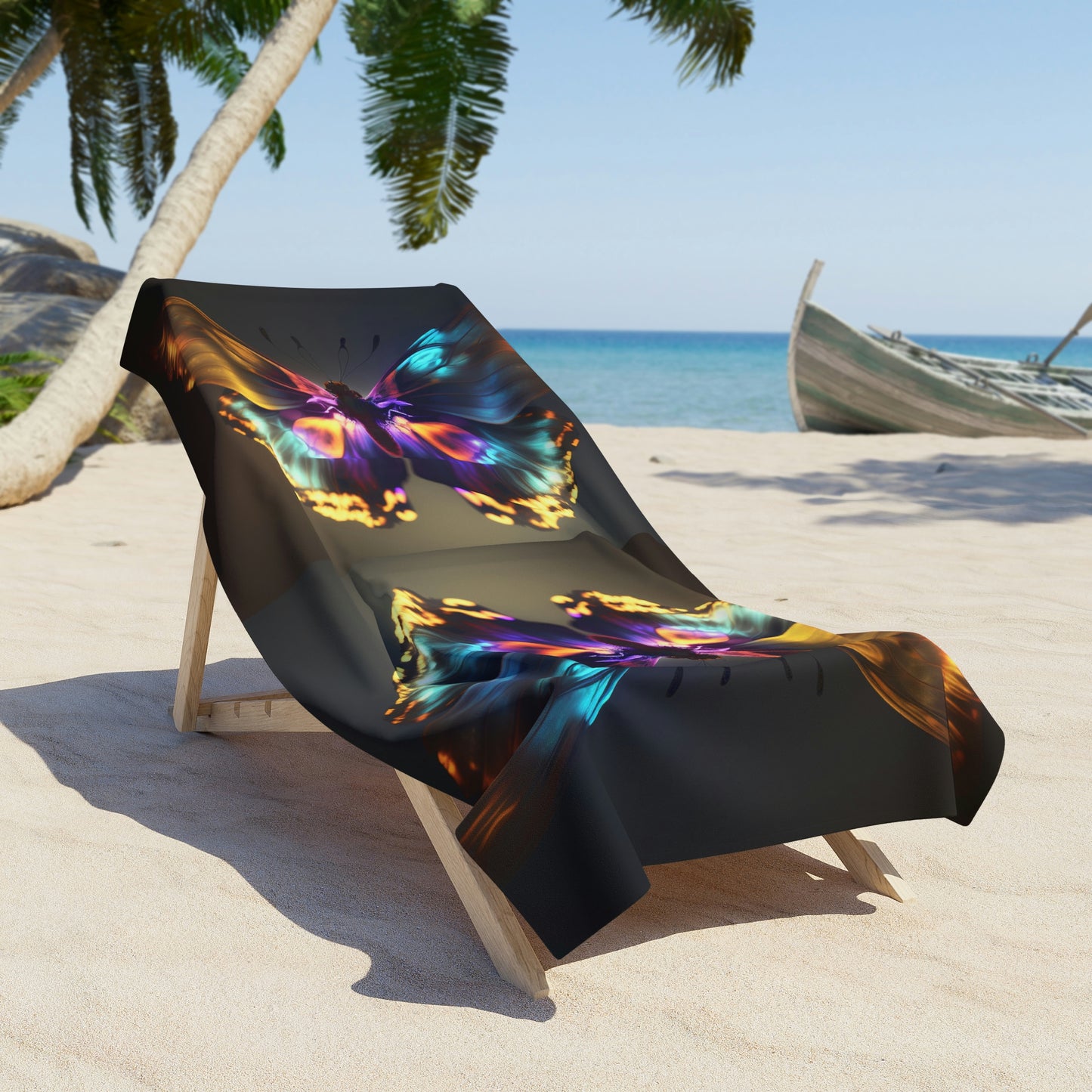 Beach Towel Colorful Butterfly Fluttering 1