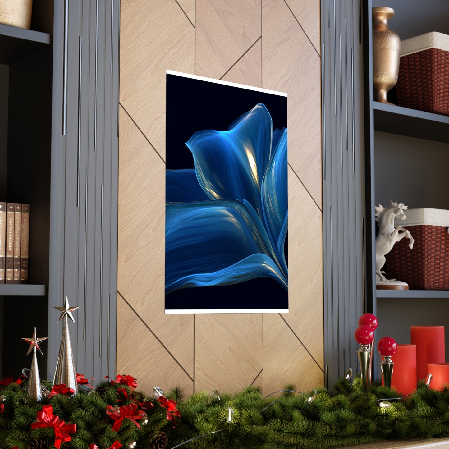 Premium Matte Vertical Posters Abstract Blue Tulip 1