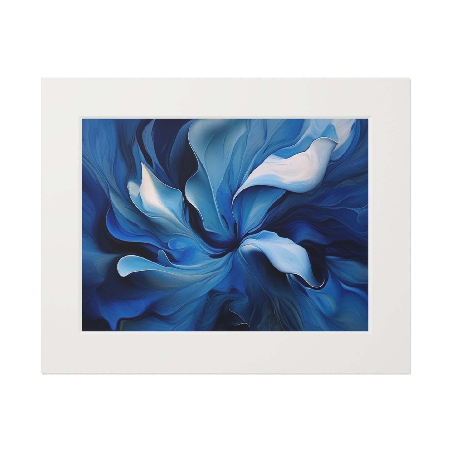 Fine Art Prints (Passepartout Paper Frame) Abstract Blue Tulip 4