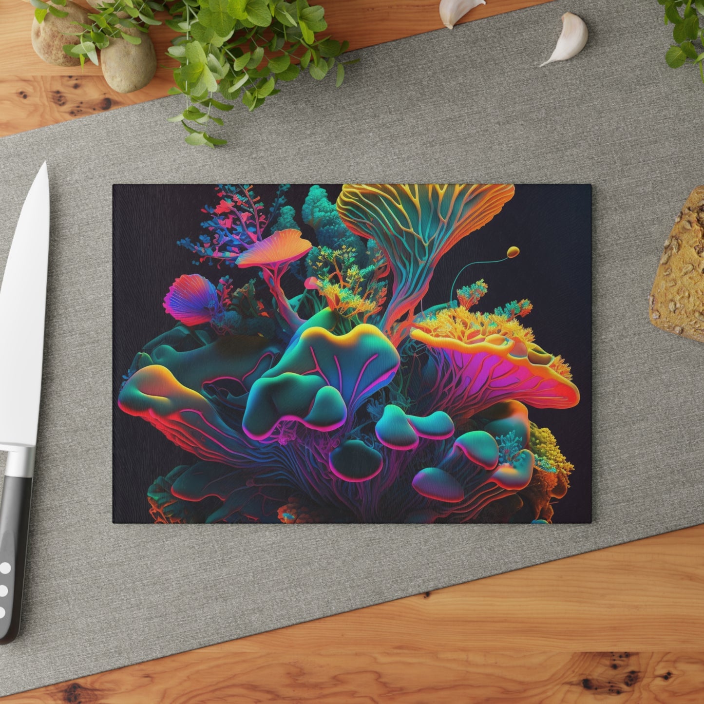 Glass Cutting Board Macro Coral Reef 1