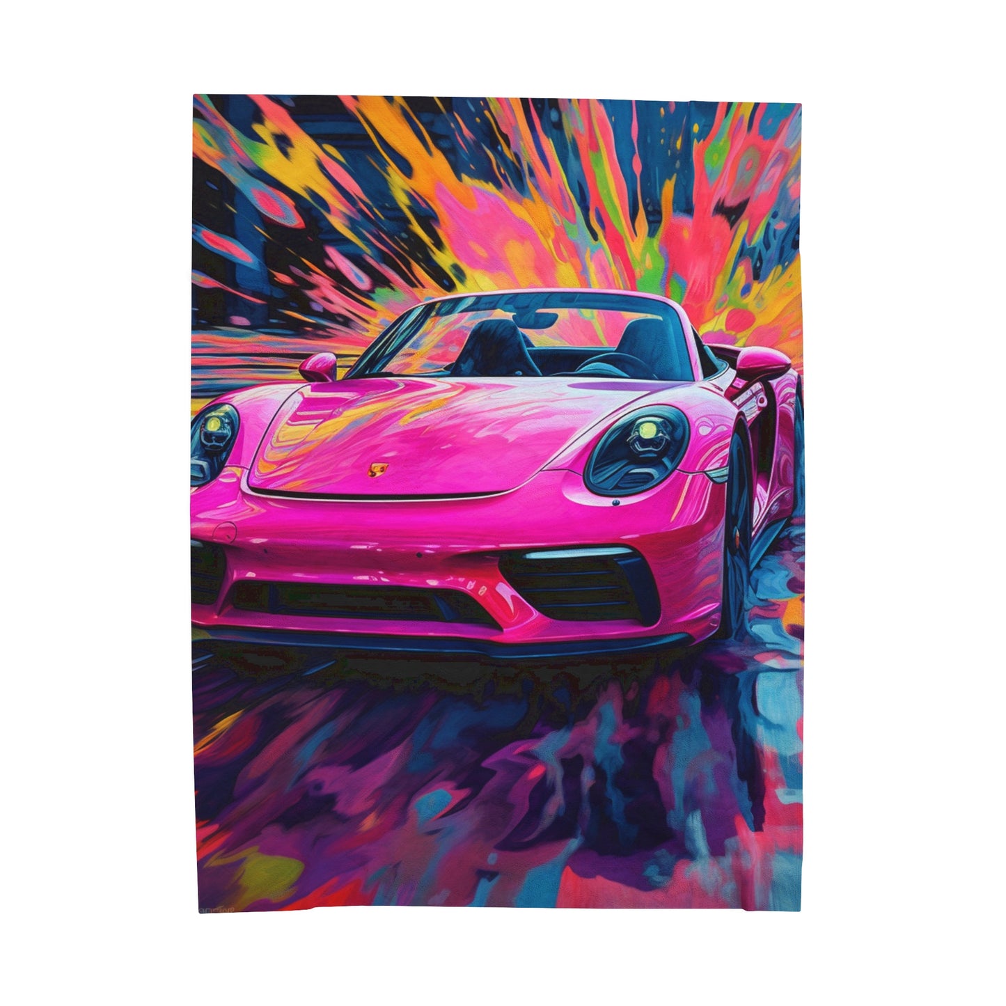 Velveteen Plush Blanket Pink Porsche water fusion 2